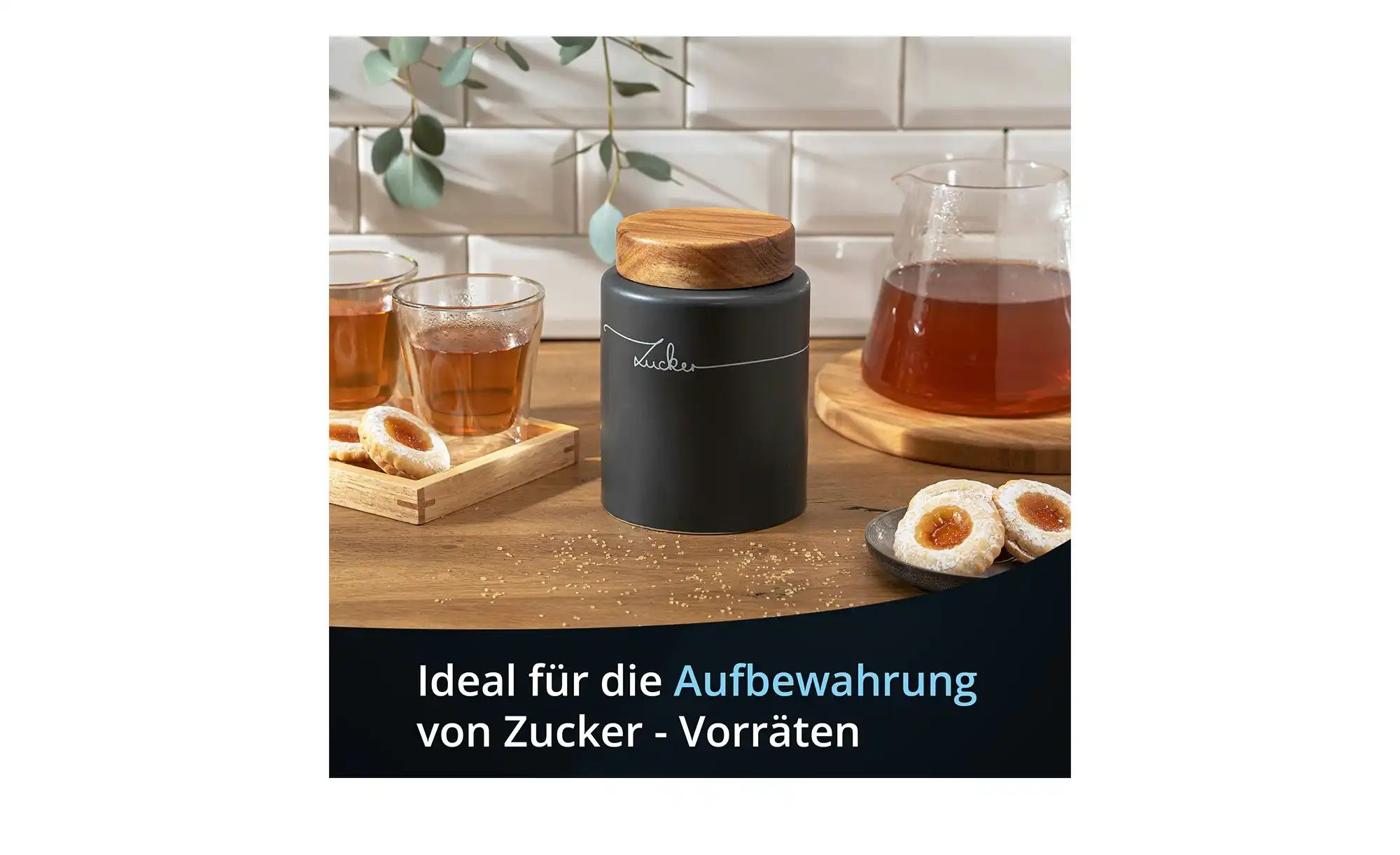 KHG Aufbewahrungsdose  Zucker ¦ grau ¦ Maße (cm): H: 16  Ø: 11.5 Küchenzube günstig online kaufen