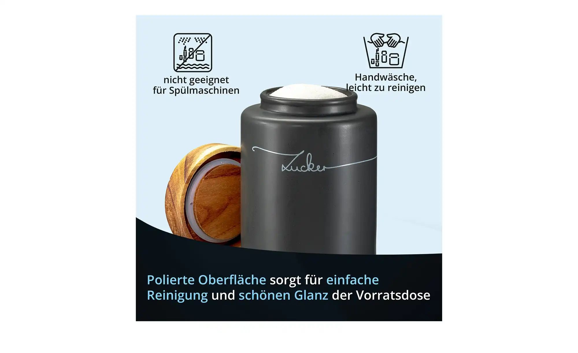 Thumbnail - KHG Aufbewahrungsdose  Zucker ¦ grau ¦ Maße (cm): H: 16  Ø: 11.5 Küchenzubehör & Helfer > Küchenhelfer - Höffner