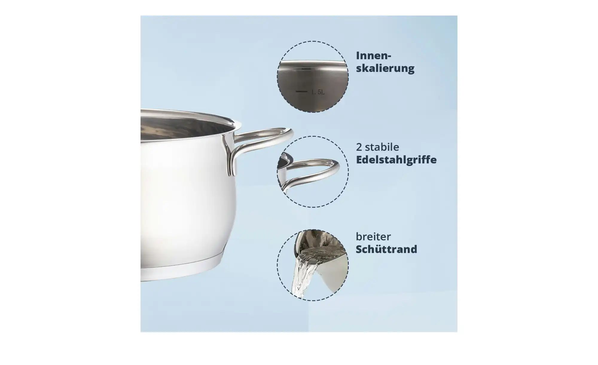 KHG Topfset  5-teilig  PLATIN ¦ silber ¦ Edelstahl Töpfe & Pfannen & Zubehö günstig online kaufen