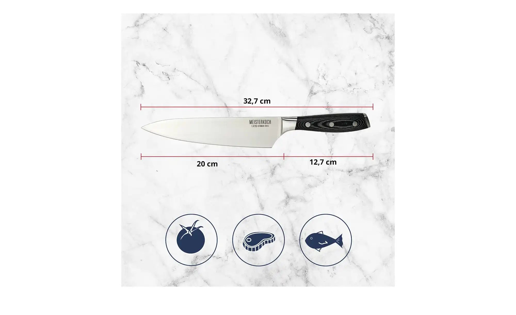 Thumbnail - Meisterkoch Kochmesser 20 cm  PRIMUS ¦ silber Besteck > Küchenmesser > Küchenmesser einzeln - Höffner