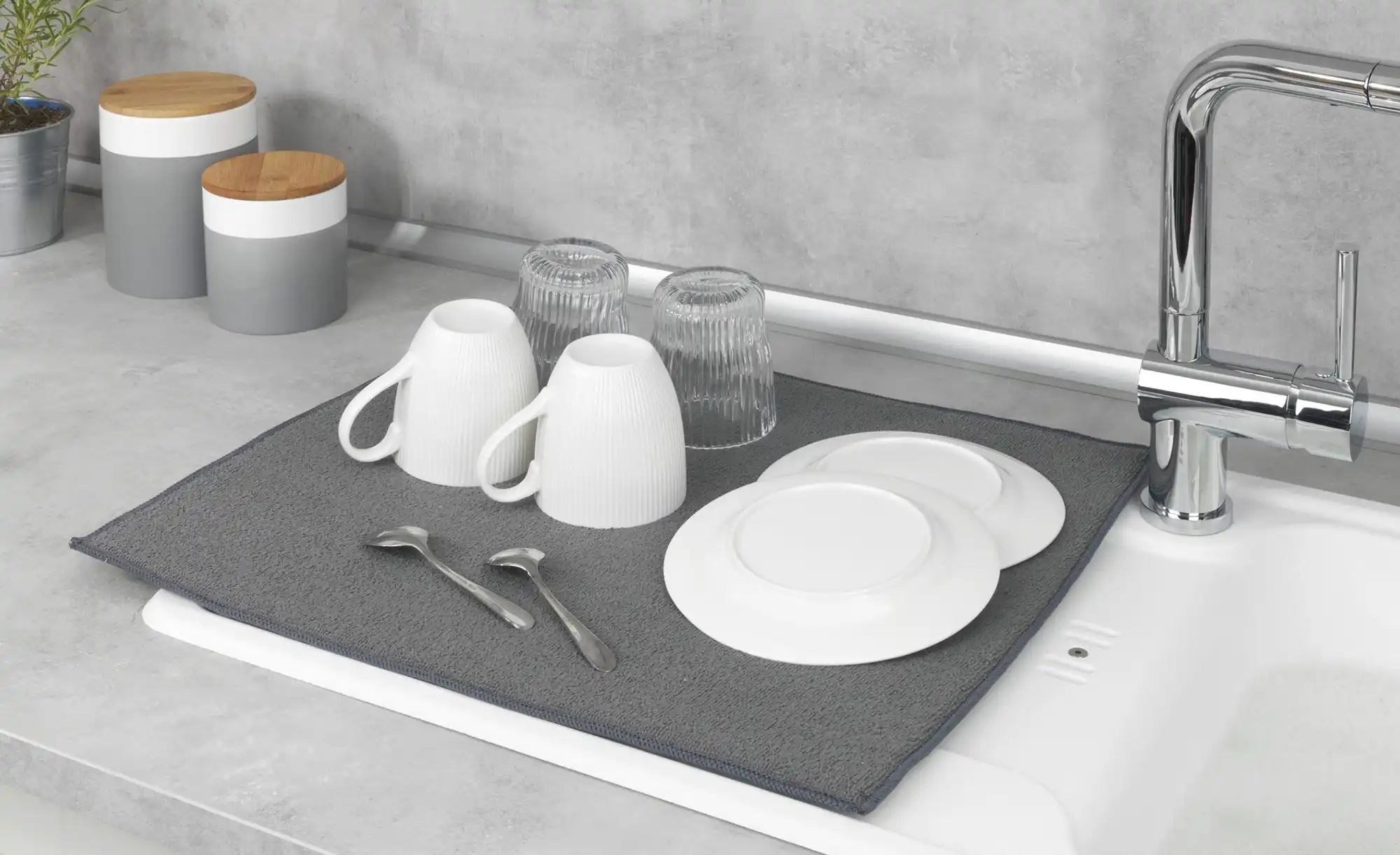 Abtropfmatte extra saugstark Mikrofaser   ¦ grau ¦ Mikrofaser ¦ Maße (cm): günstig online kaufen