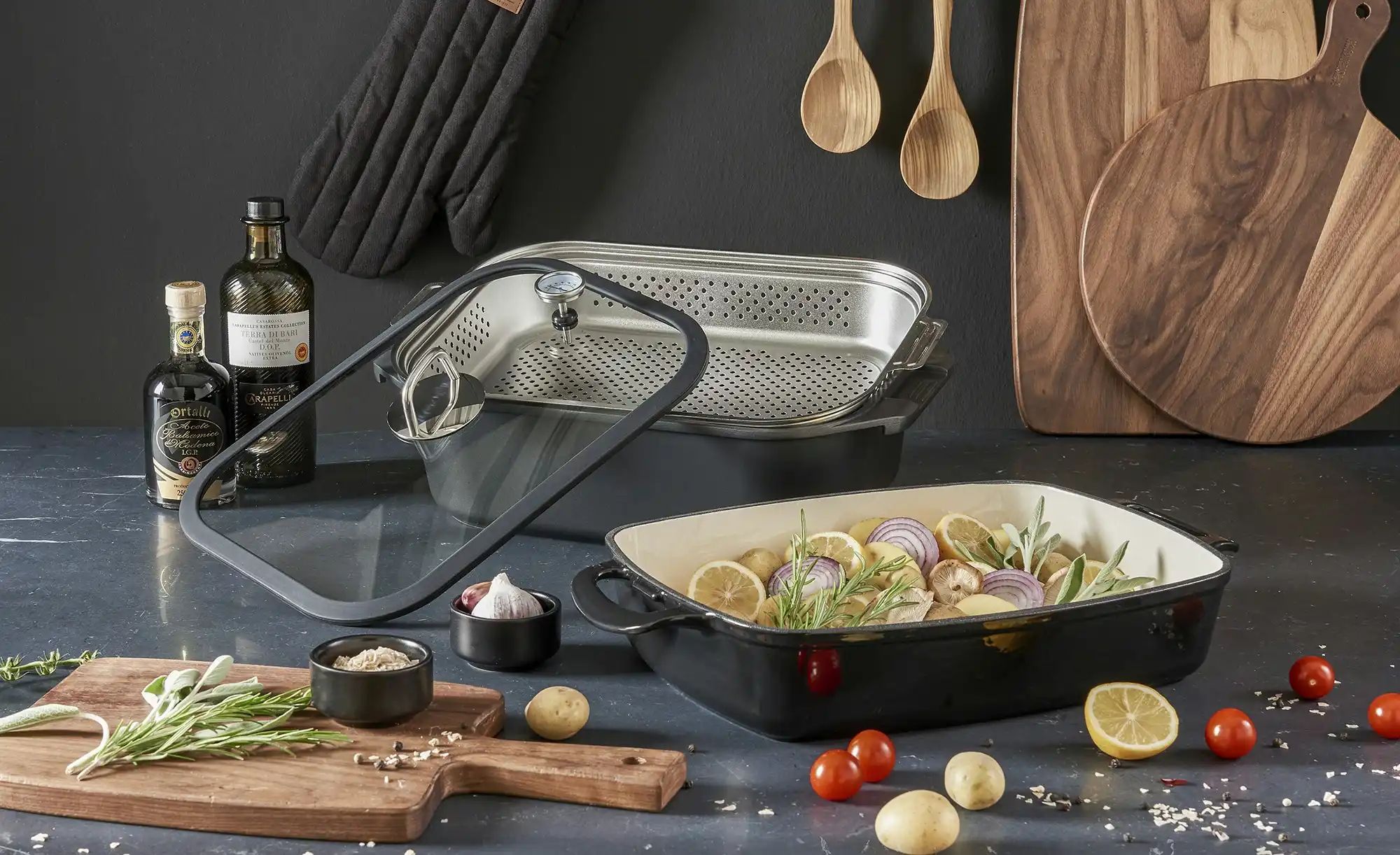 Meisterkoch Gusseiserner-Bräter rechteckig  OPUS ¦ schwarz ¦ Gußeisen ¦ Maß günstig online kaufen