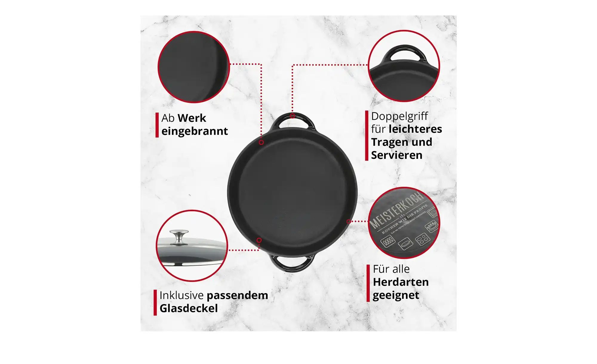 Thumbnail - Meisterkoch Gusseisen-Servierpfanne OPUS ¦ schwarz ¦ Gußeisen ¦ Maße (cm): H: 7 Ø: 29.5 Töpfe & Pfannen & Zubehör > Pf...