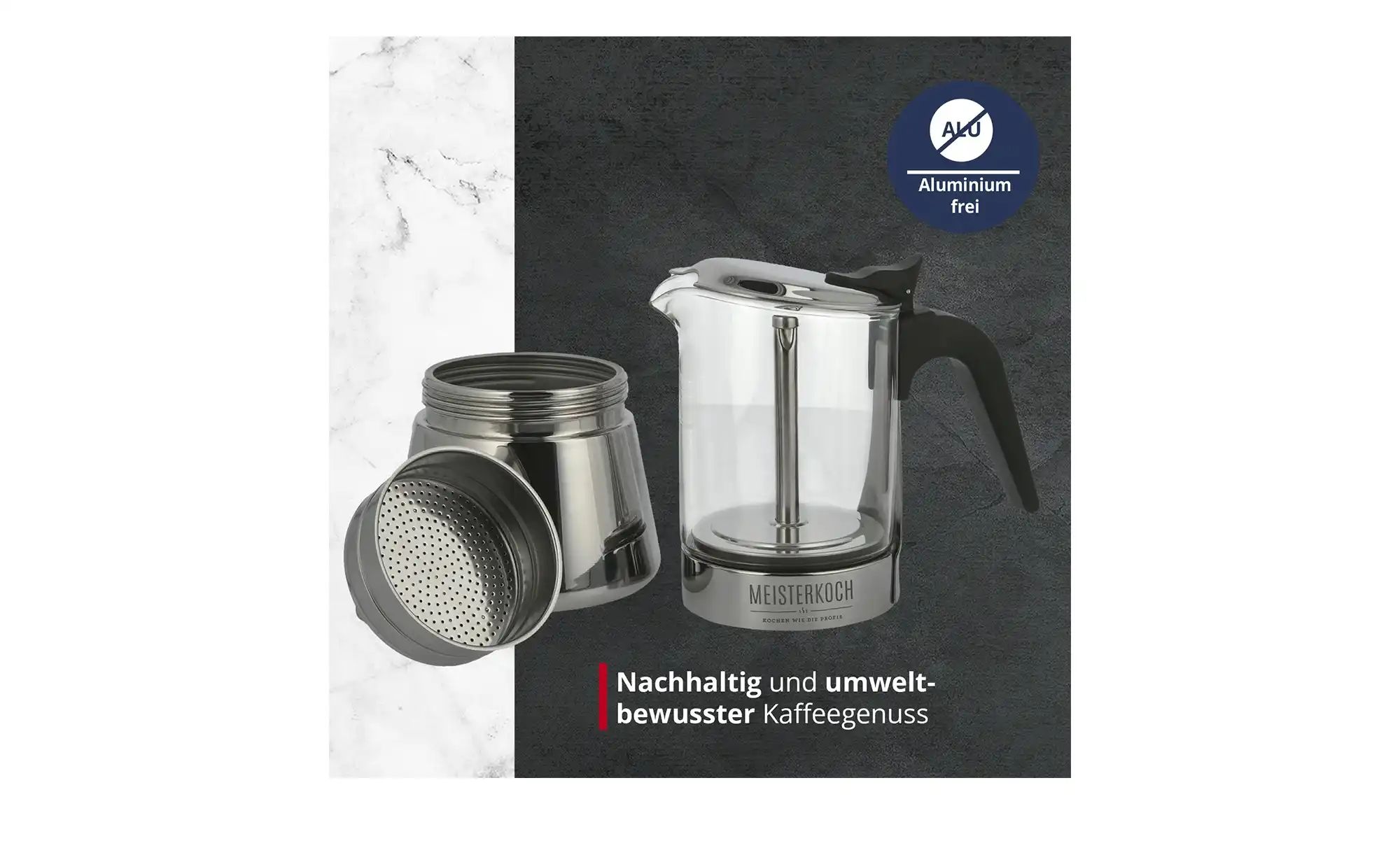 Thumbnail - Meisterkoch Espressokocher CENA ¦ silber ¦ Glas,Edelstahl ¦ Maße (cm): H: 21 Ø: 16 Kaffee & Tee > Kaffeebereiter - Höf...