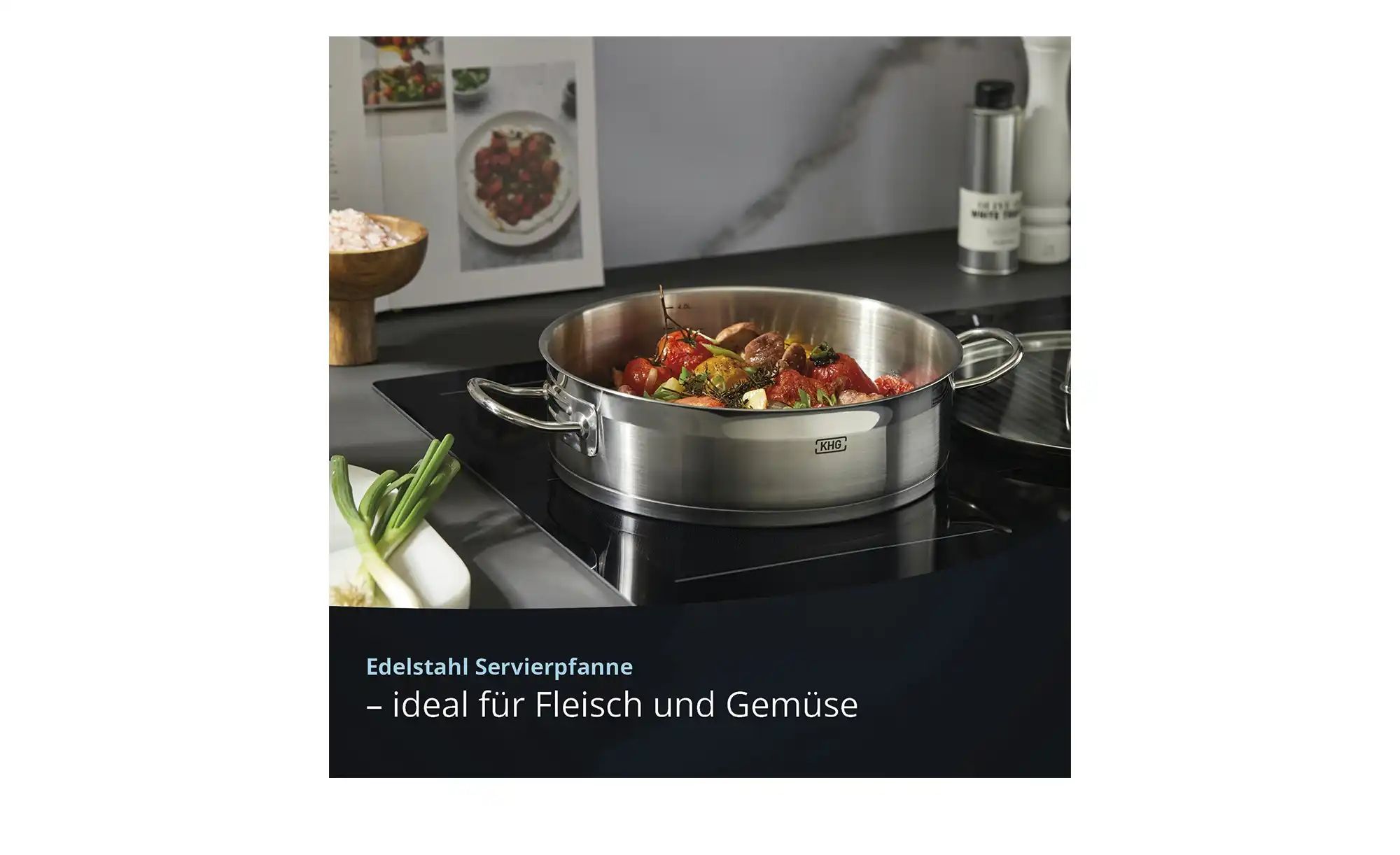 KHG Servierpfanne  LUNA ¦ silber ¦ Edelstahl ¦ Maße (cm): H: 8  Ø: 28 Töpfe günstig online kaufen