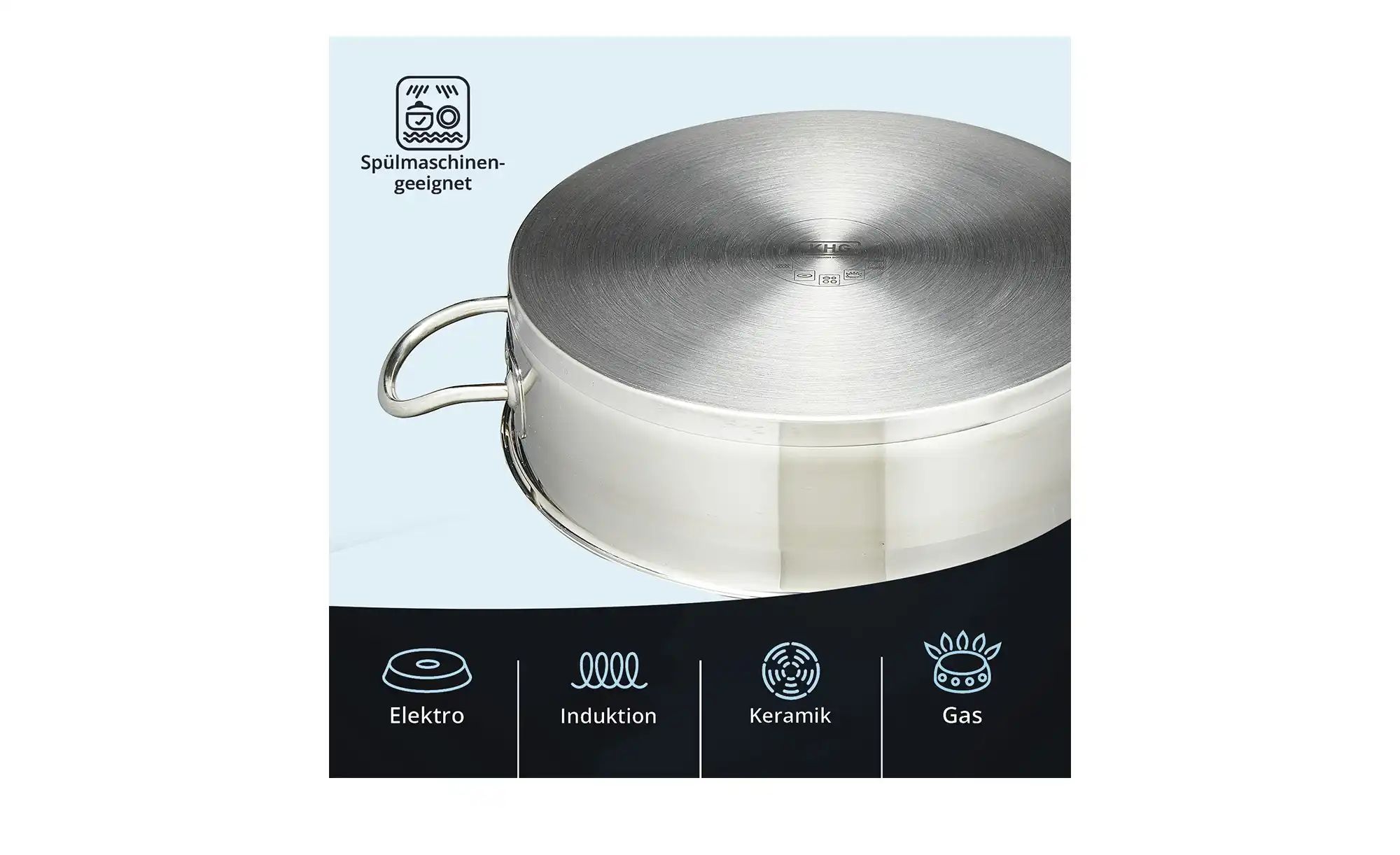 Thumbnail - KHG Servierpfanne LUNA ¦ silber ¦ Edelstahl ¦ Maße (cm): H: 8 Ø: 28 Töpfe & Pfannen & Zubehör > Töpfe - Höffner