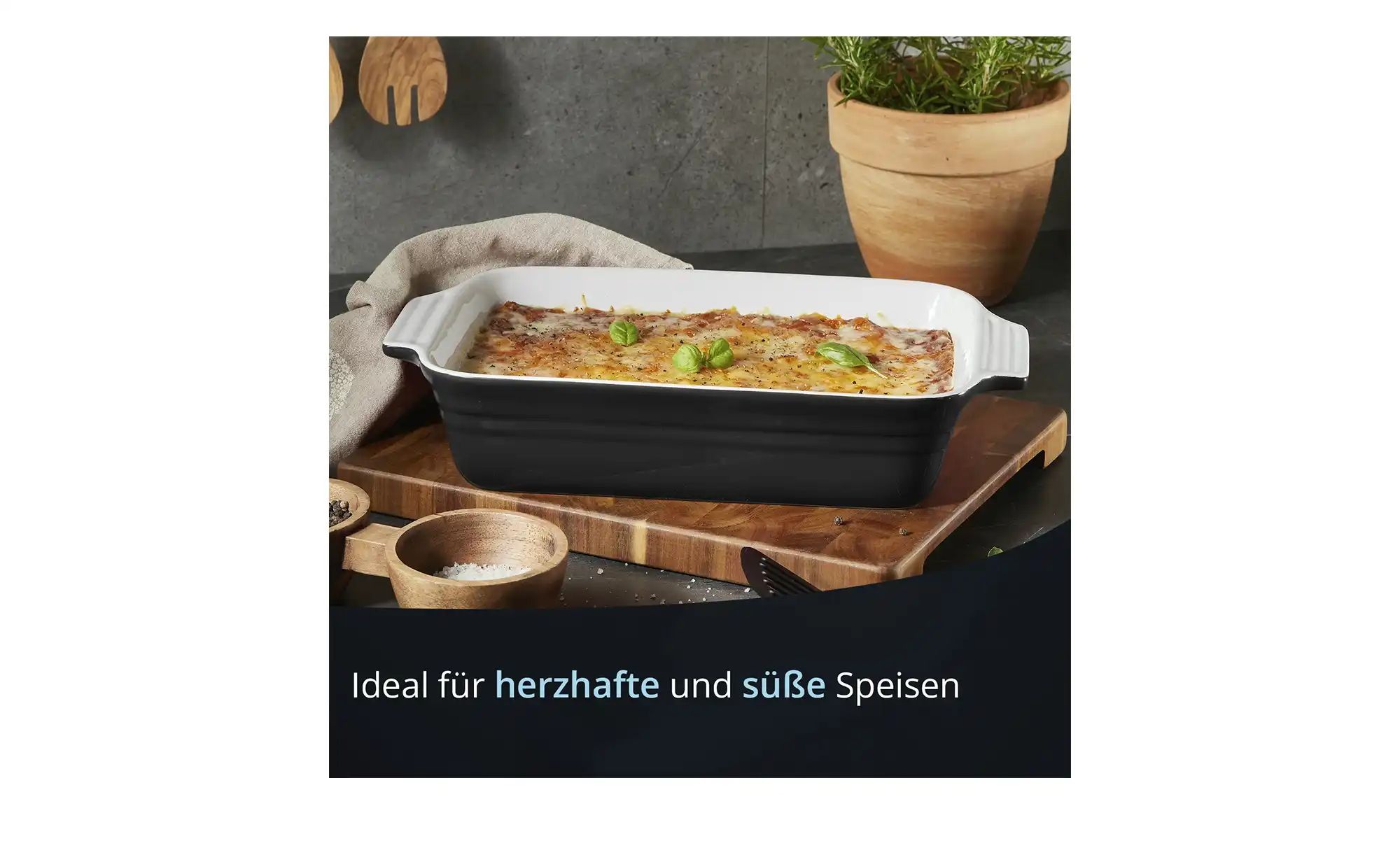 Thumbnail - KHG Auflaufform   ¦ schwarz ¦ Steinzeug/Steingut ¦ Maße (cm): B: 19,5 H: 6,5 Küchenzubehör & Helfer > Bratformen & Aufla...