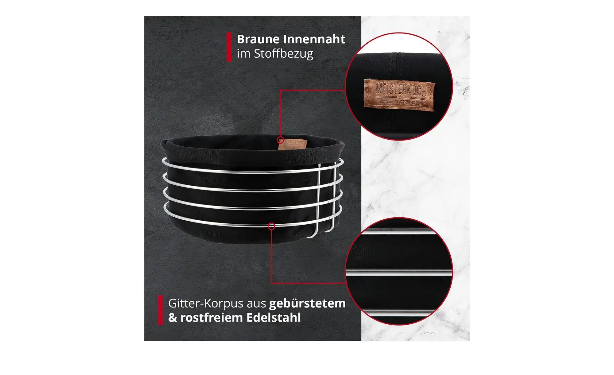 Meisterkoch Brotkorb rund  CENA ¦ schwarz ¦ Maße (cm): H: 11  Ø: 23 Küchenz günstig online kaufen