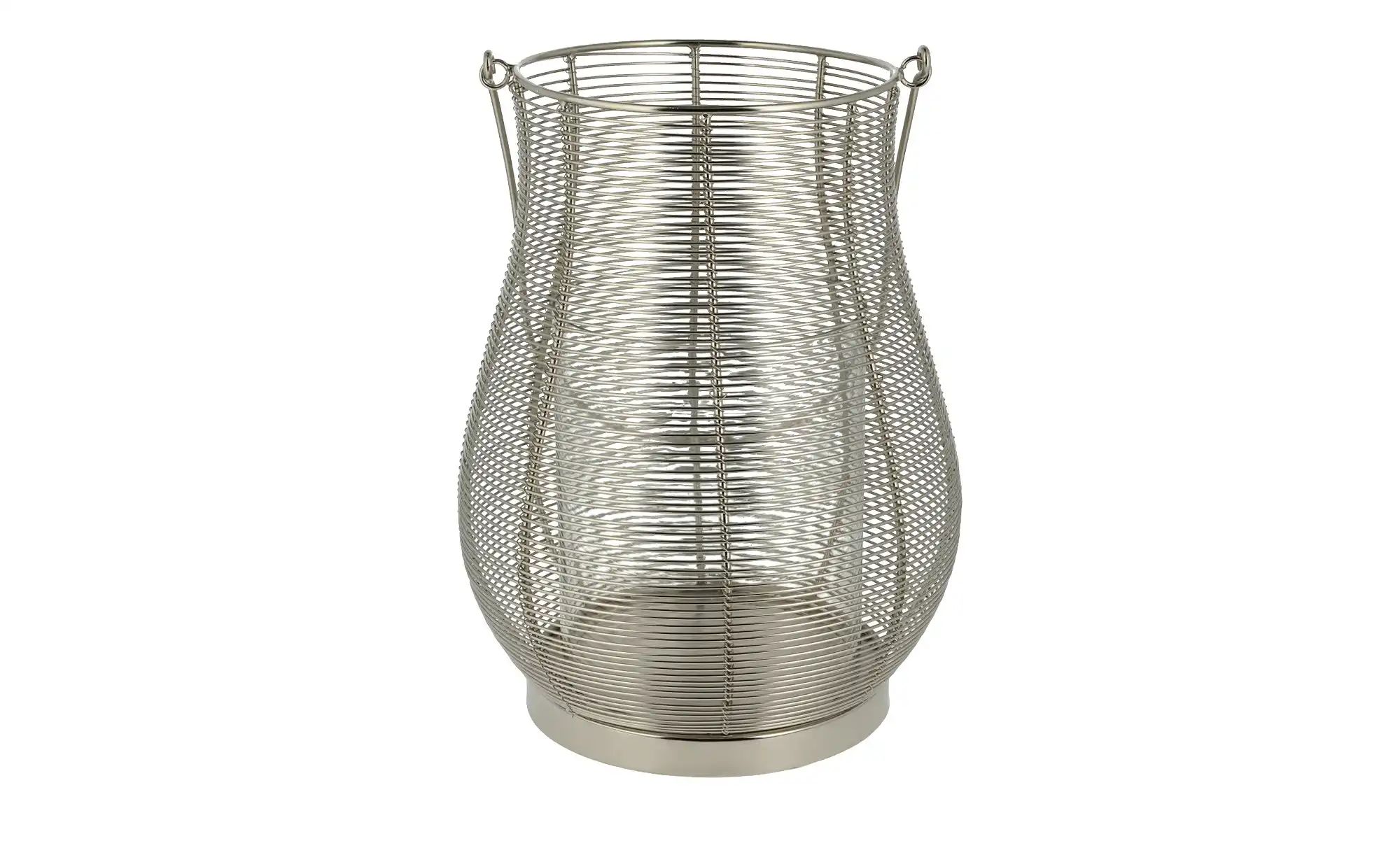 Windlicht ¦ silber ¦ Glas, Stahl ¦ Maße (cm): H: 33  Ø: 23 Accessoires > Ke günstig online kaufen