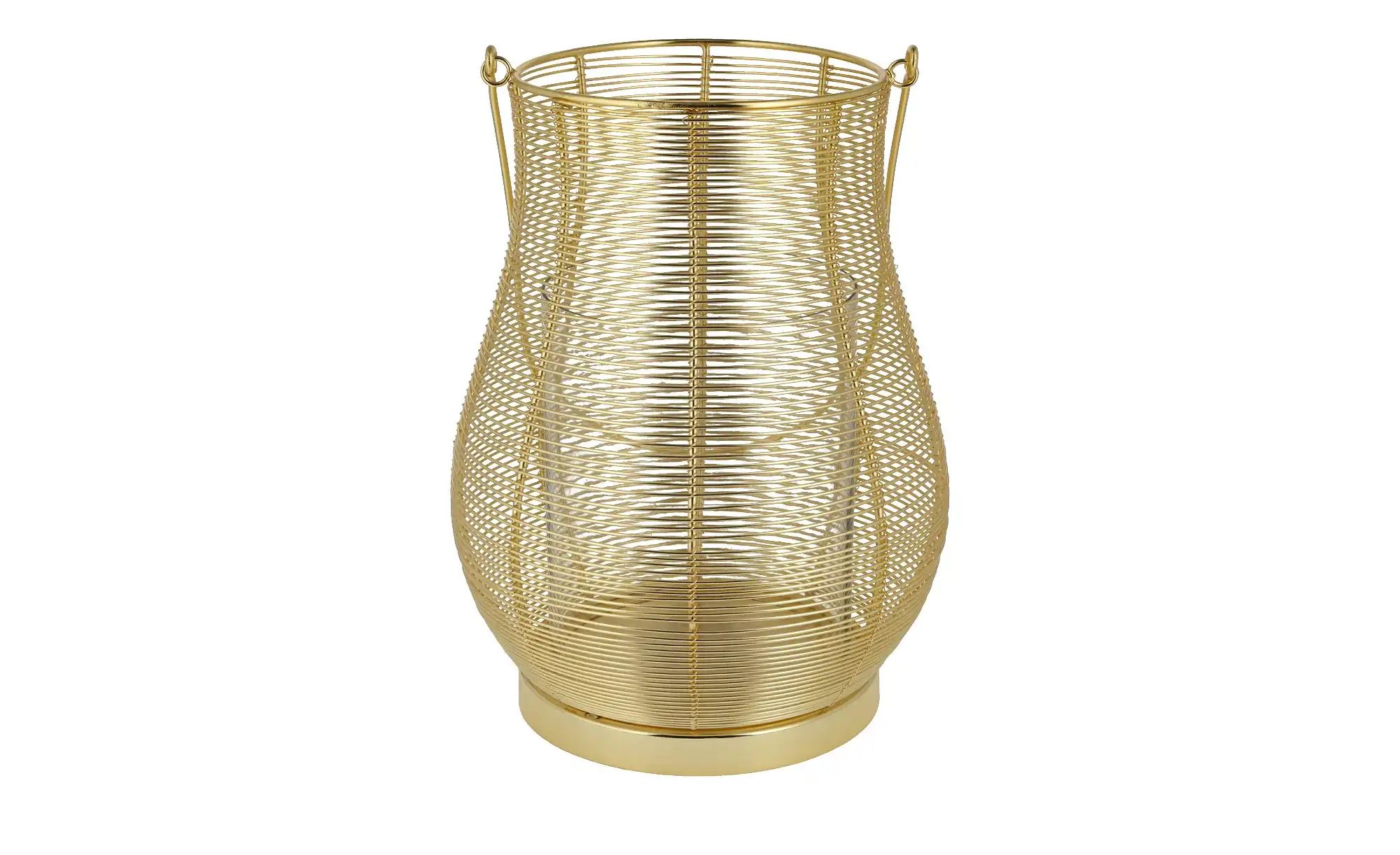 Windlicht ¦ gold ¦ Glas, Stahl ¦ Maße (cm): H: 33  Ø: 23 Accessoires > Kerz günstig online kaufen