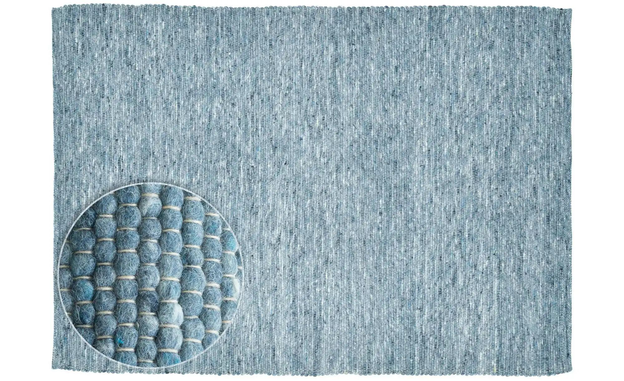 THEKO Handwebteppich  Alpen ¦ blau ¦ Wolle ¦ Maße (cm): B: 90 H: 1,2 Teppic günstig online kaufen