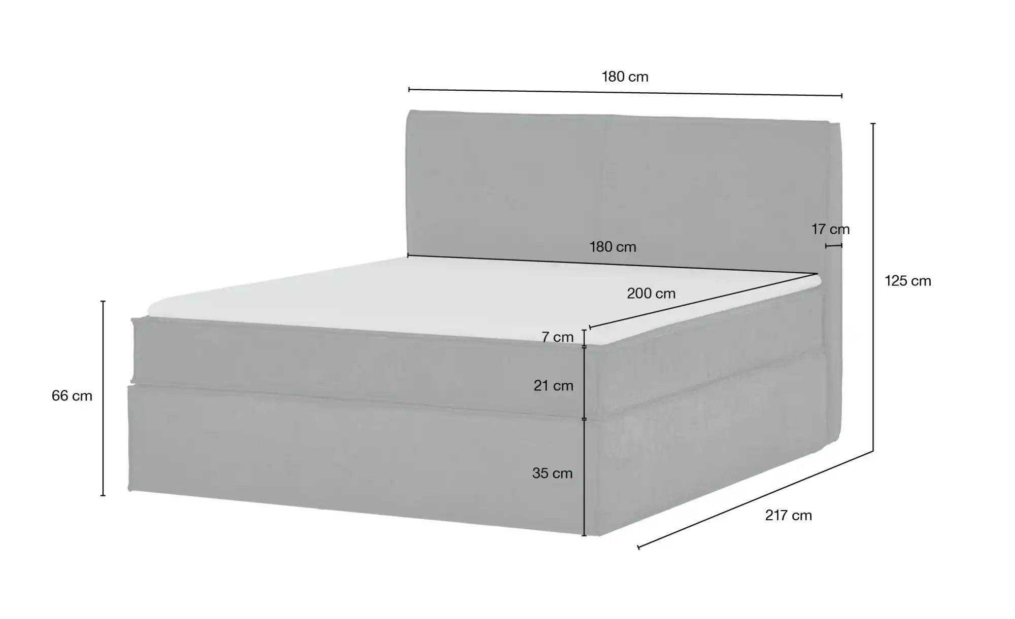 Thumbnail - Boxi Boxspringbett 180 x 200 cm mit trendigem Keder Boxi Urban ¦ blau ¦ Maße (cm): B: 180 H: 125 Betten > Boxspringbette...