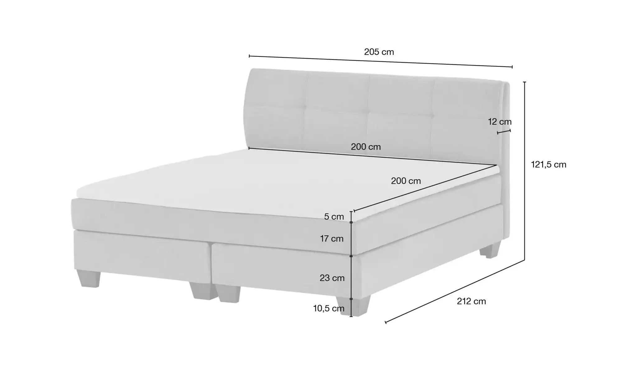 SKAGEN BEDS Boxspringbett  Vegg ¦ grau ¦ Maße (cm): B: 205 H: 112,5 Betten günstig online kaufen