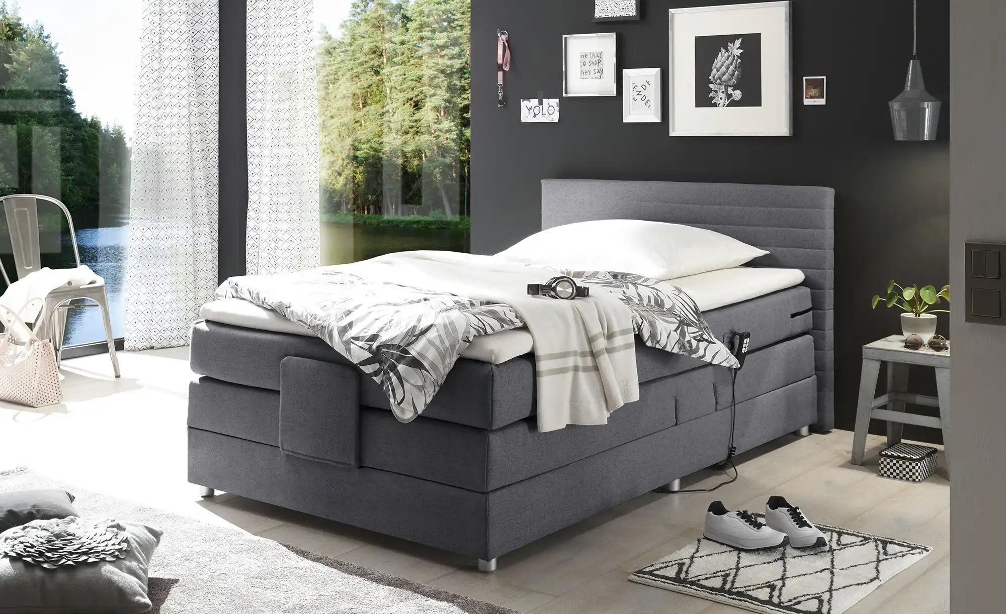 Boxspring-Motorbett  Carmen ¦ grau ¦ Maße (cm): B: 100 H: 91,5 Betten > Ein günstig online kaufen