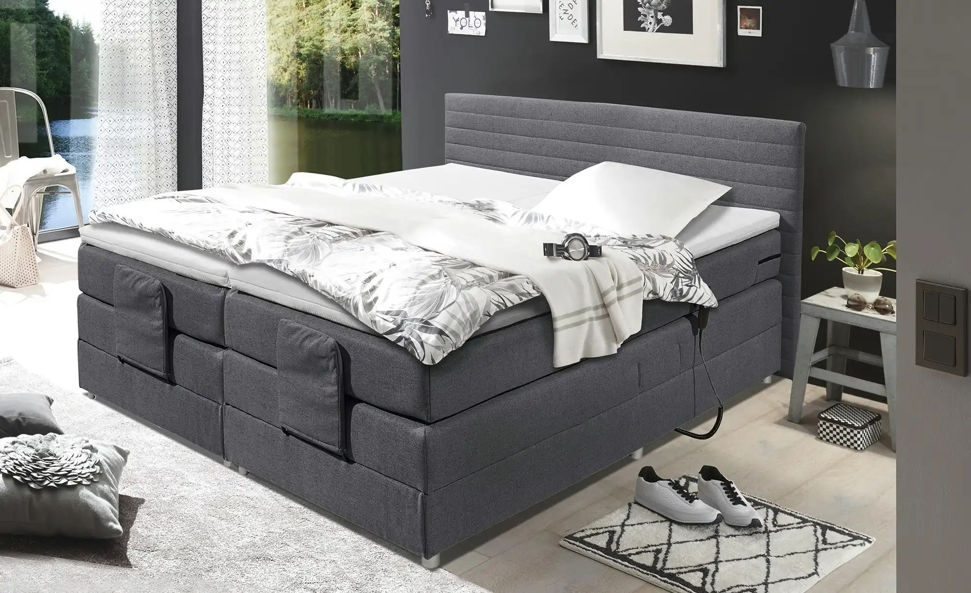 Boxspring-Motorbett  Carmen ¦ grau ¦ Maße (cm): B: 202 H: 93 Betten > Boxsp günstig online kaufen