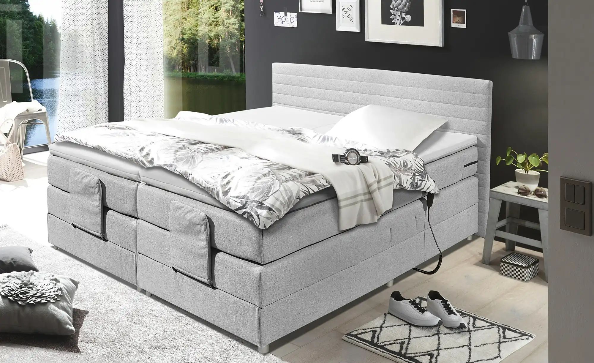 Boxspring-Motorbett  Carmen ¦ grau ¦ Maße (cm): B: 202 H: 93 Betten > Boxsp günstig online kaufen