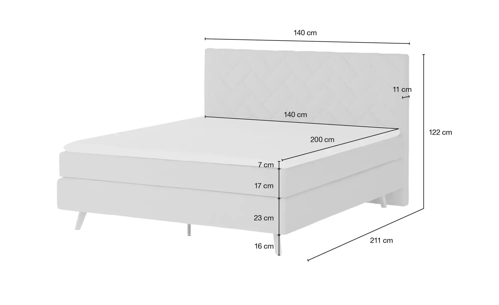 Boxspringbett  Weave ¦ blau ¦ Maße (cm): B: 140 H: 122 Betten > Einzelbette günstig online kaufen