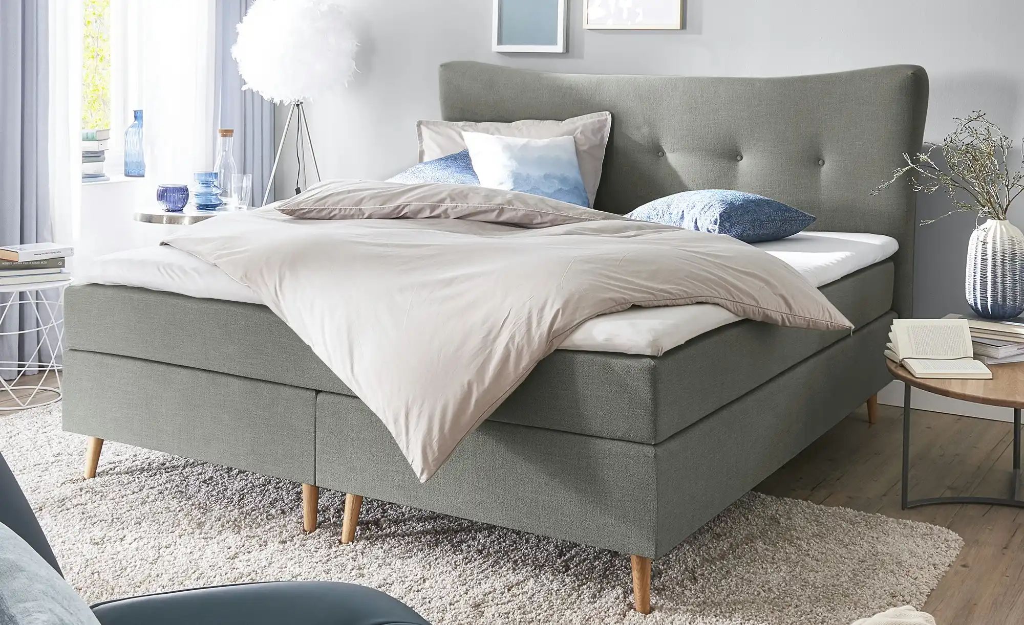 Boxspringbett  Ferill ¦ grau ¦ Maße (cm): B: 177 H: 122 Betten > Boxspringb günstig online kaufen