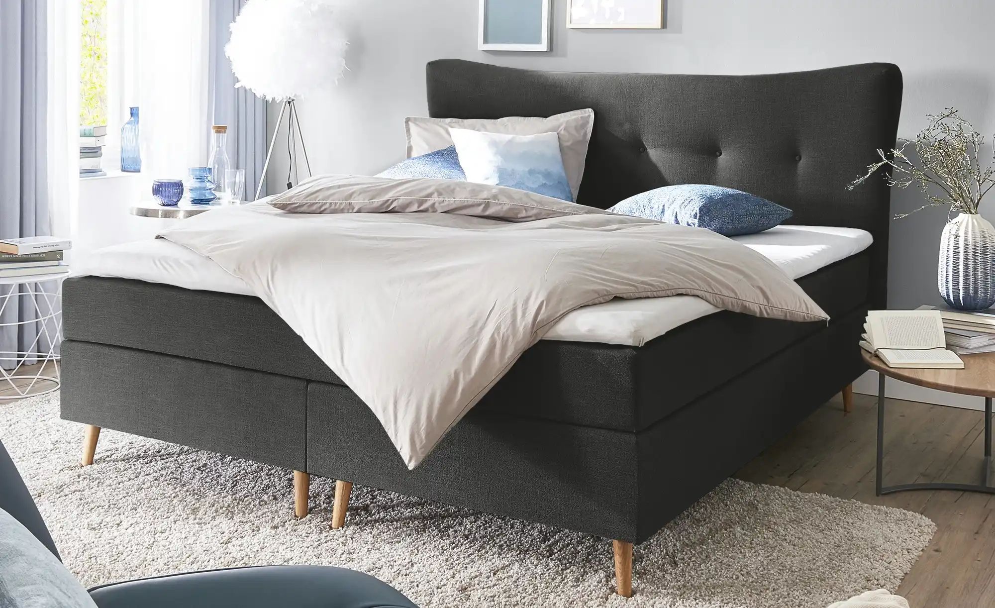 Boxspringbett  Ferill ¦ grau ¦ Maße (cm): B: 177 H: 122 Betten > Boxspringb günstig online kaufen