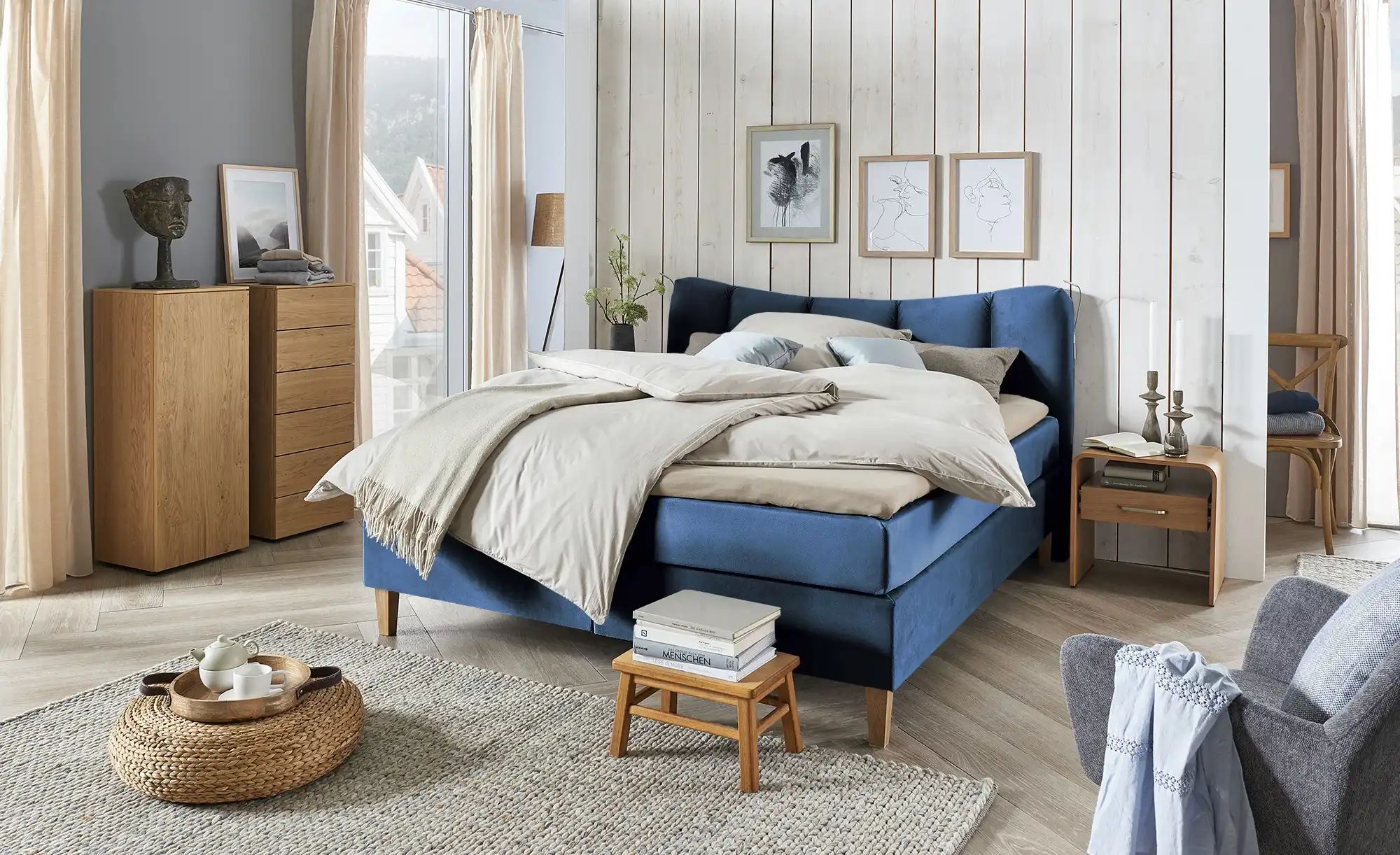 Boxspringbett  Dalur ¦ blau ¦ Maße (cm): B: 160 H: 110 Betten > Boxspringbe günstig online kaufen