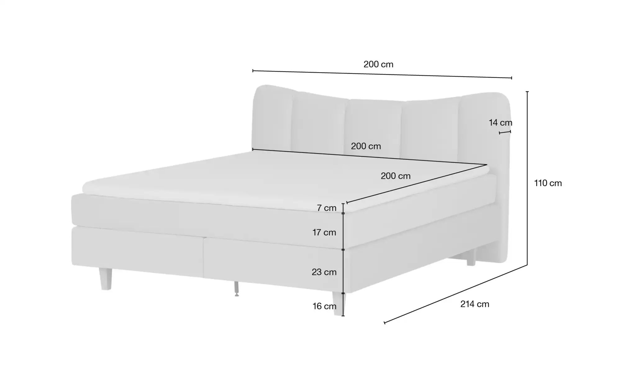 Boxspringbett  Dalur ¦ blau ¦ Maße (cm): B: 200 H: 110 Betten > Boxspringbe günstig online kaufen