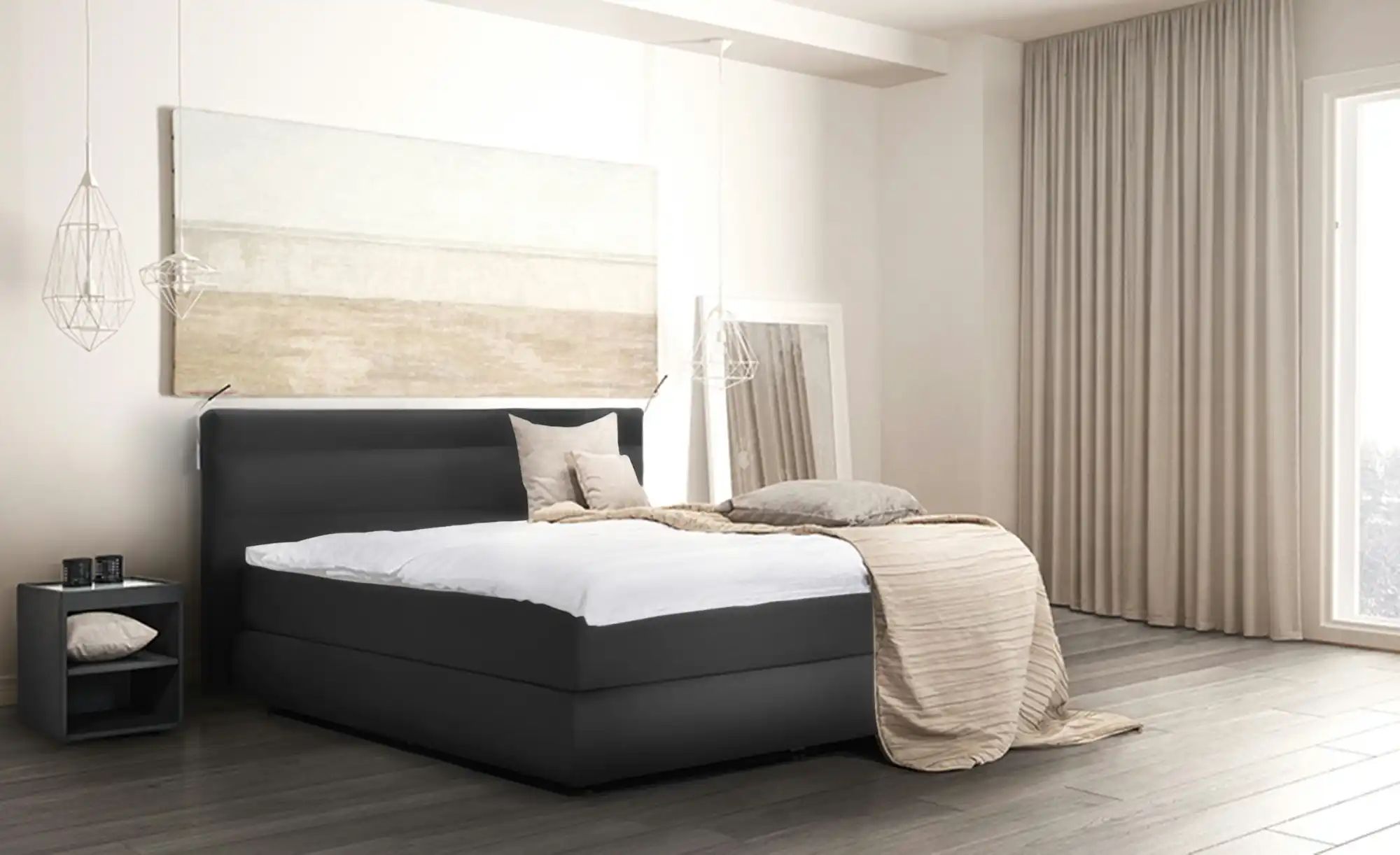 Thumbnail - Wohnwert Boxspringbett Dormian Bolge Low ¦ schwarz ¦ Maße (cm): B: 220 H: 102 Betten > Boxspringbetten > Boxspringbette...