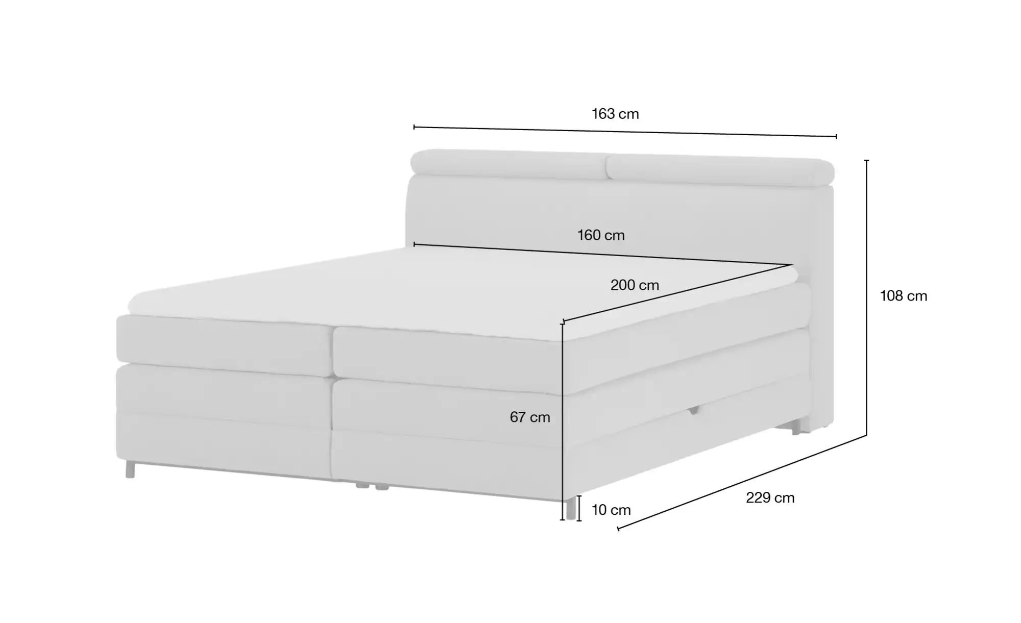 switch Boxspringbett  Kay ¦ grau ¦ Maße (cm): B: 163 H: 108 Betten > Boxspr günstig online kaufen