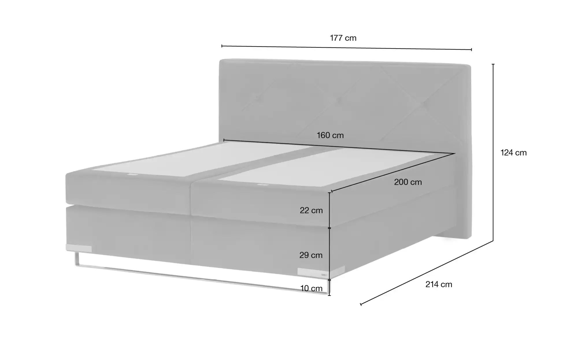 Gallery M Boxspringbett Standardversion Dubai ¦ rot ¦ Maße (cm): B: 177 H: günstig online kaufen