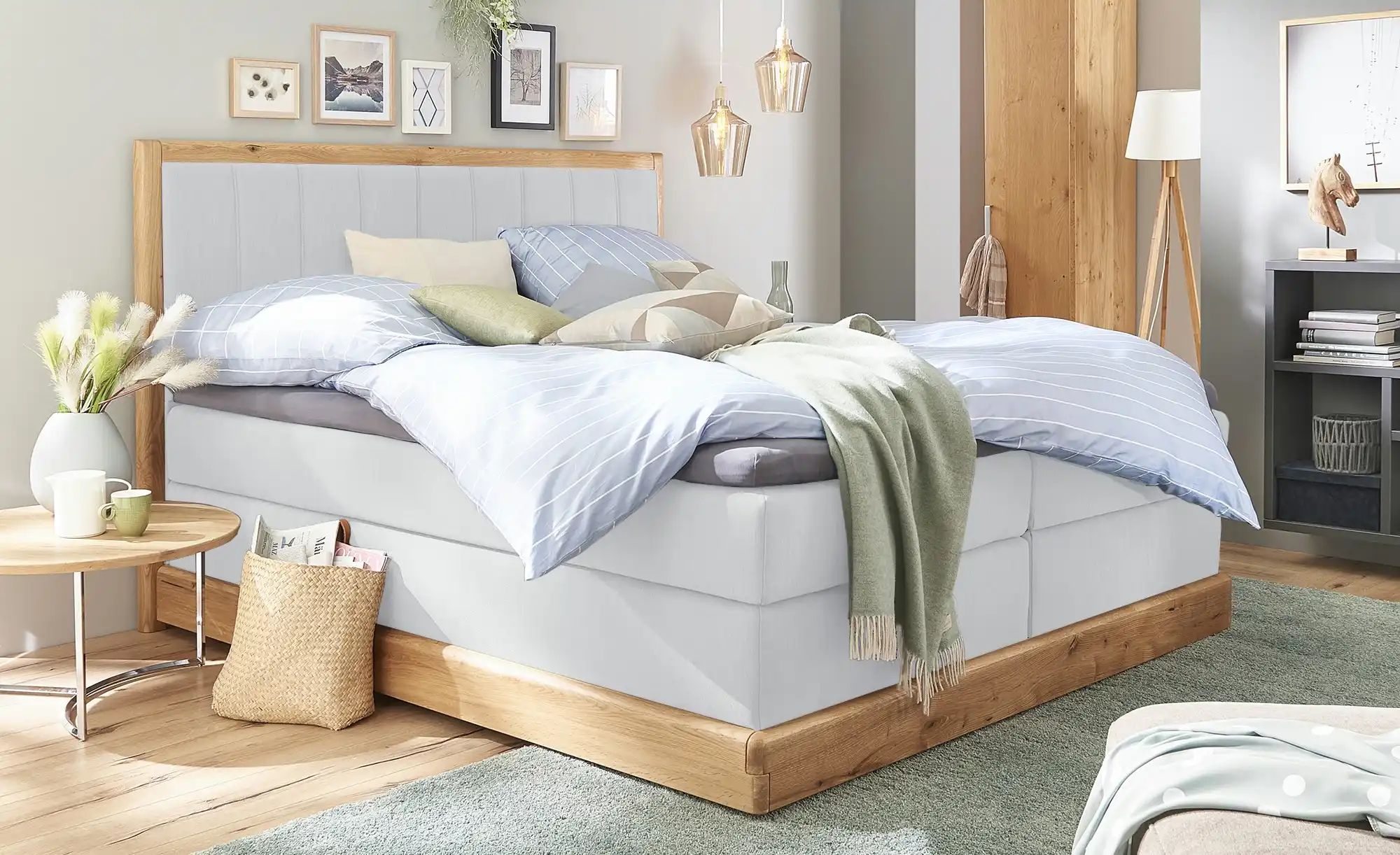 Switch Refresh Massivholz-Boxspringbett  Alma ¦ grau ¦ Maße (cm): B: 192 H: günstig online kaufen