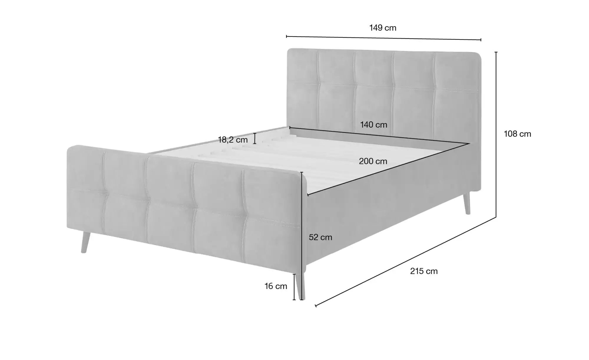 meinBett Polsterbettgestell  Mariano C ¦ grün ¦ Maße (cm): B: 149 H: 108 Be günstig online kaufen