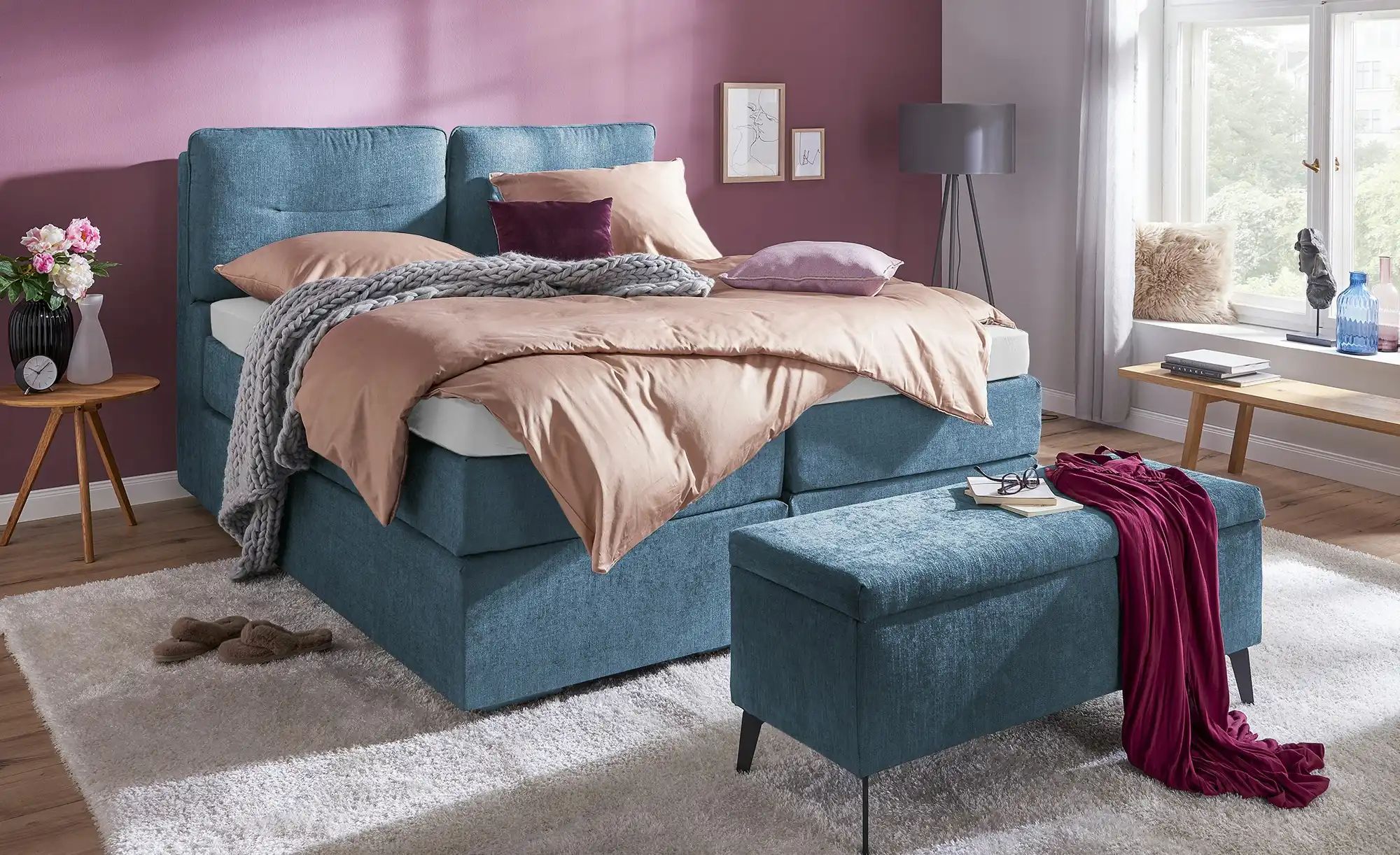 Wohnwert Boxspringbett mit Bettkasten Dormian Besta ¦ blau ¦ Maße (cm): B: günstig online kaufen