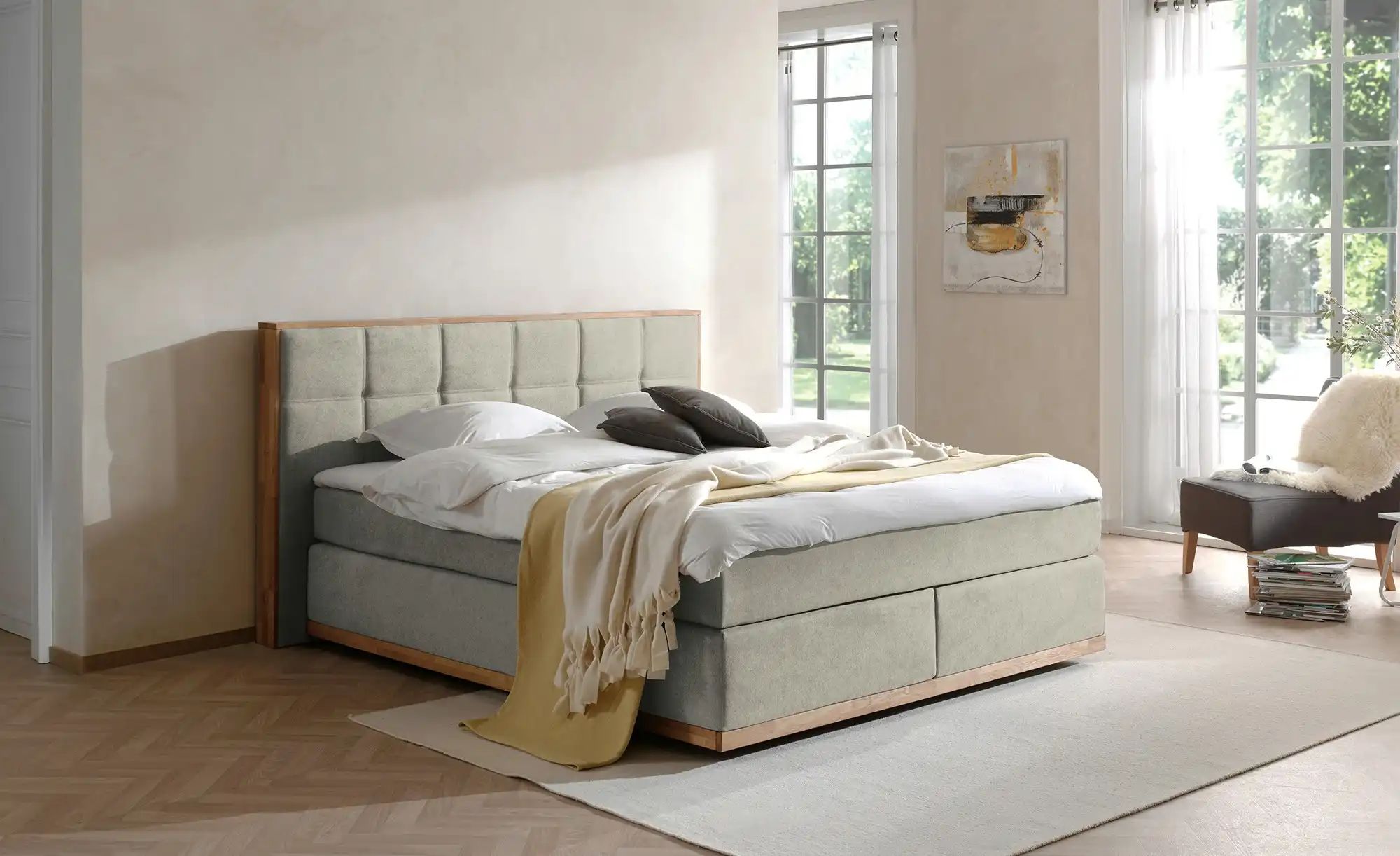 uno Massivholz-Boxspringbett  Luca ¦ beige ¦ Maße (cm): B: 200 H: 112 Bette günstig online kaufen