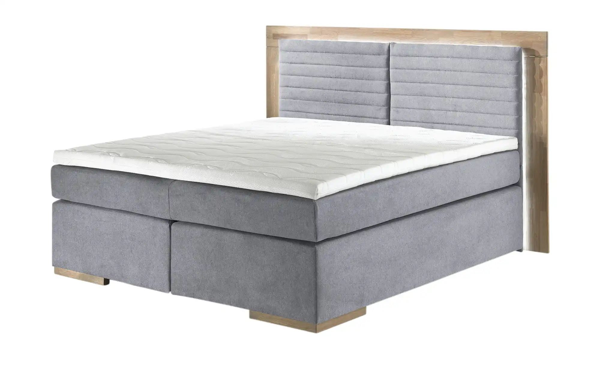 uno Massivholz-Boxspringbett mit LED-Beleuchtung Marlow ¦ grau ¦ Maße (cm): günstig online kaufen
