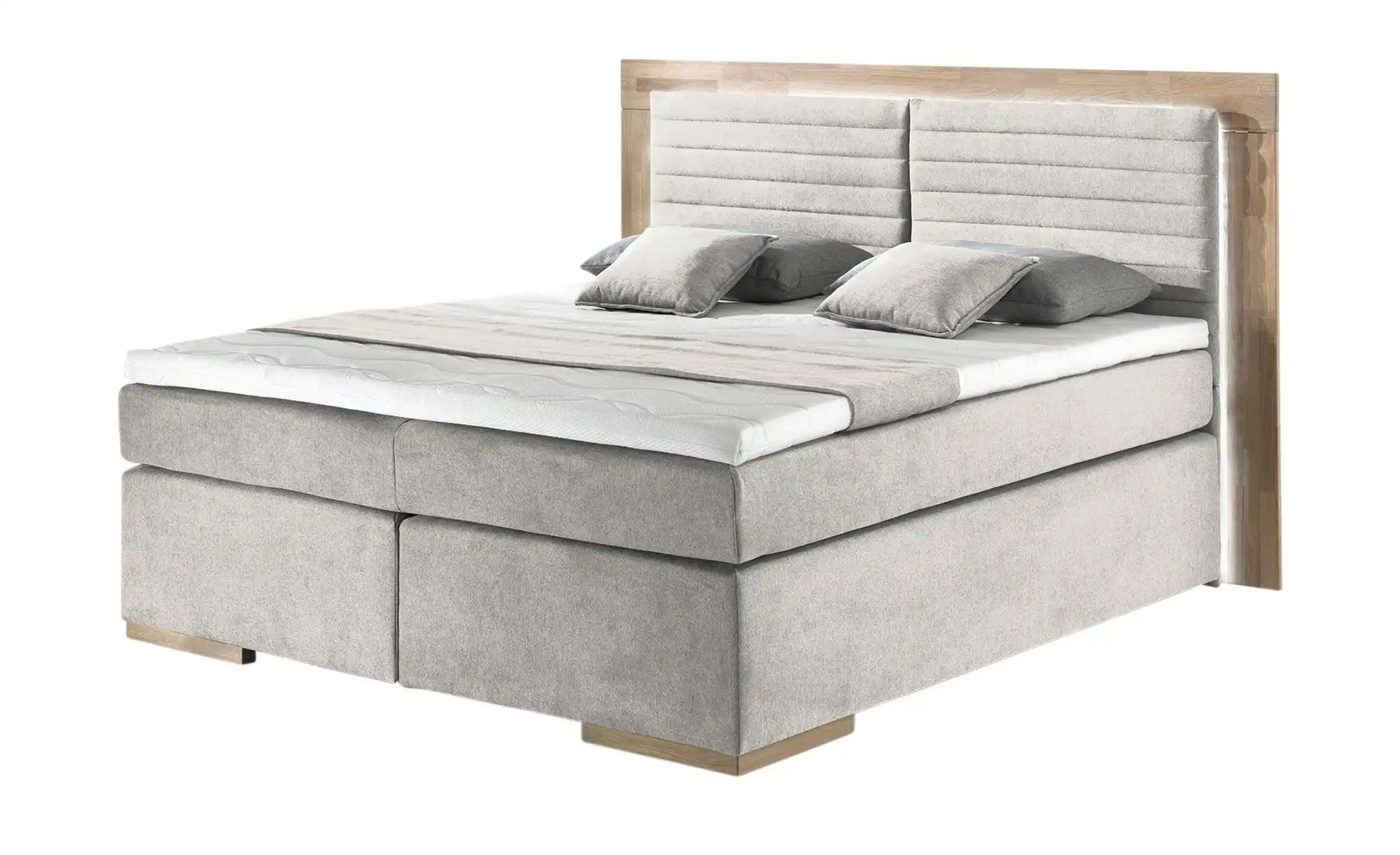 uno Massivholz-Boxspringbett mit LED-Beleuchtung Marlow ¦ beige ¦ Maße (cm) günstig online kaufen