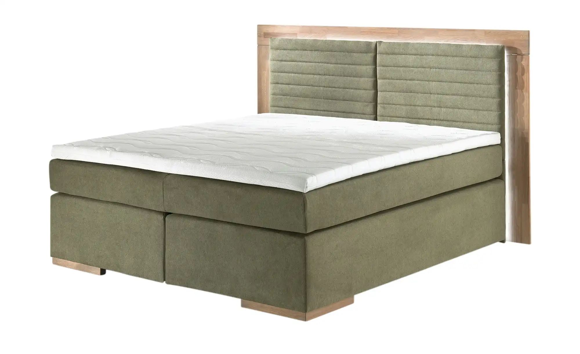 uno Massivholz-Boxspringbett mit LED-Beleuchtung Marlow ¦ grün ¦ Maße (cm): günstig online kaufen