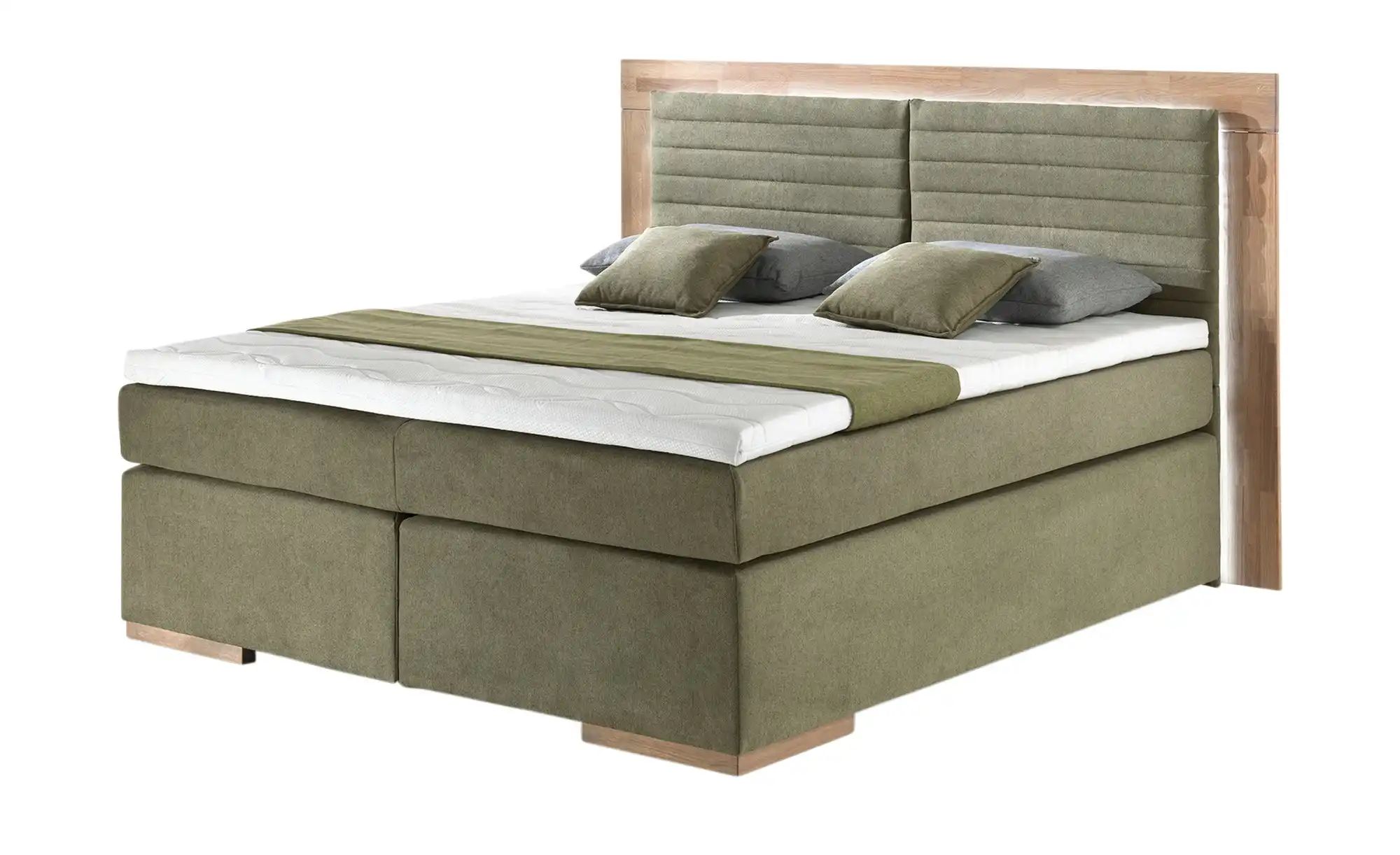 uno Massivholz-Boxspringbett mit LED-Beleuchtung Marlow ¦ grün ¦ Maße (cm): günstig online kaufen