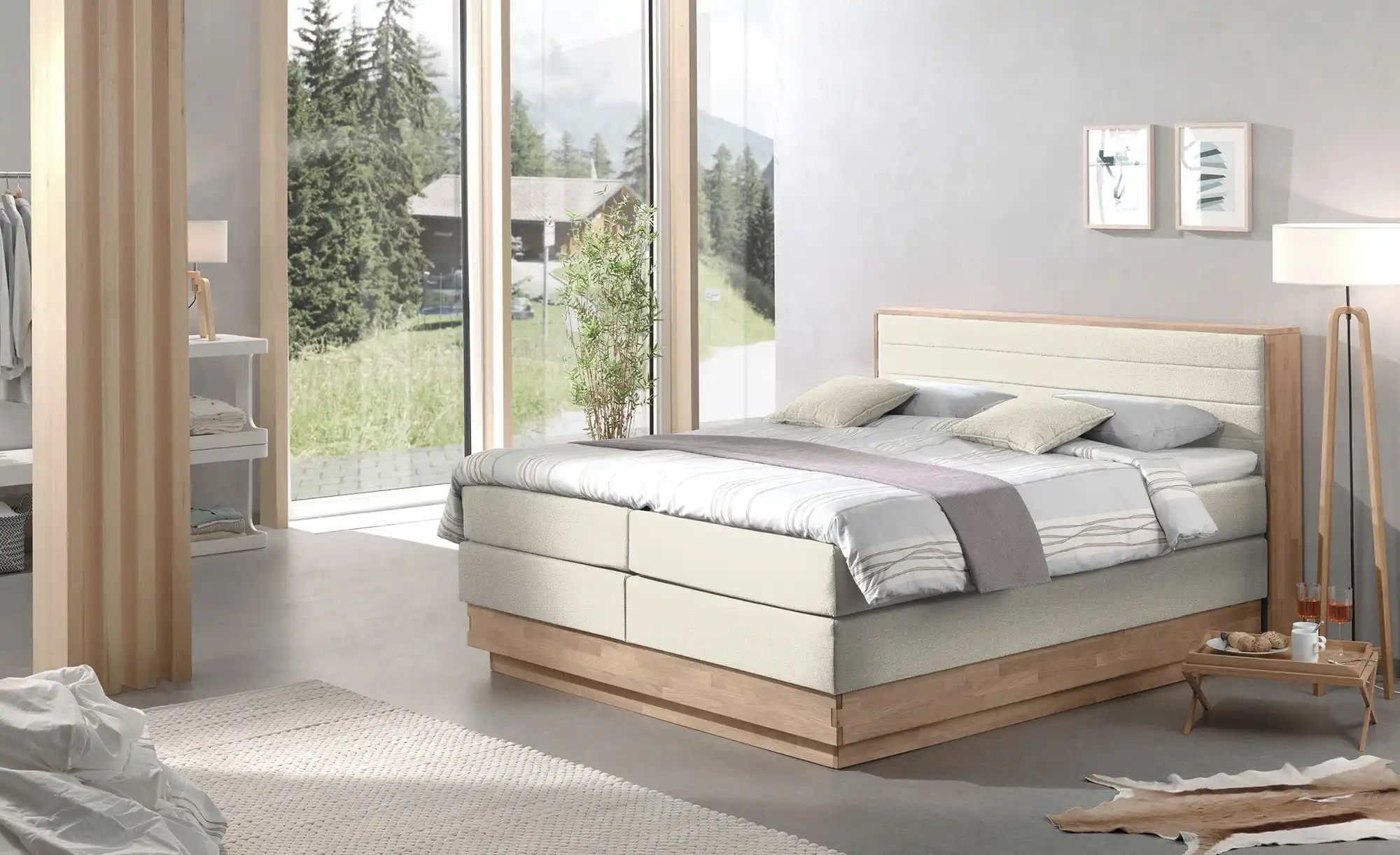 Thumbnail - uno Massivholz-Boxspringbett mit Bettkasten Morgan ¦ beige ¦ Maße (cm): B: 184 H: 113 Betten > Komfortbetten - Höffner