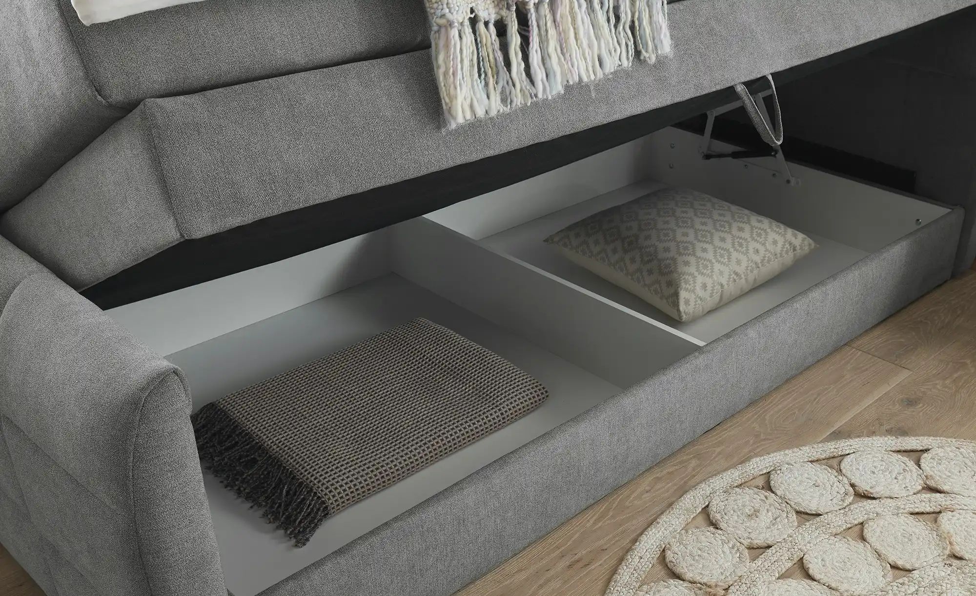 Thumbnail - uno Boxspringbett mit Bettkasten Kosmo ¦ grau ¦ Maße (cm): B: 123 H: 113 Betten > Boxspringbetten - Höffner