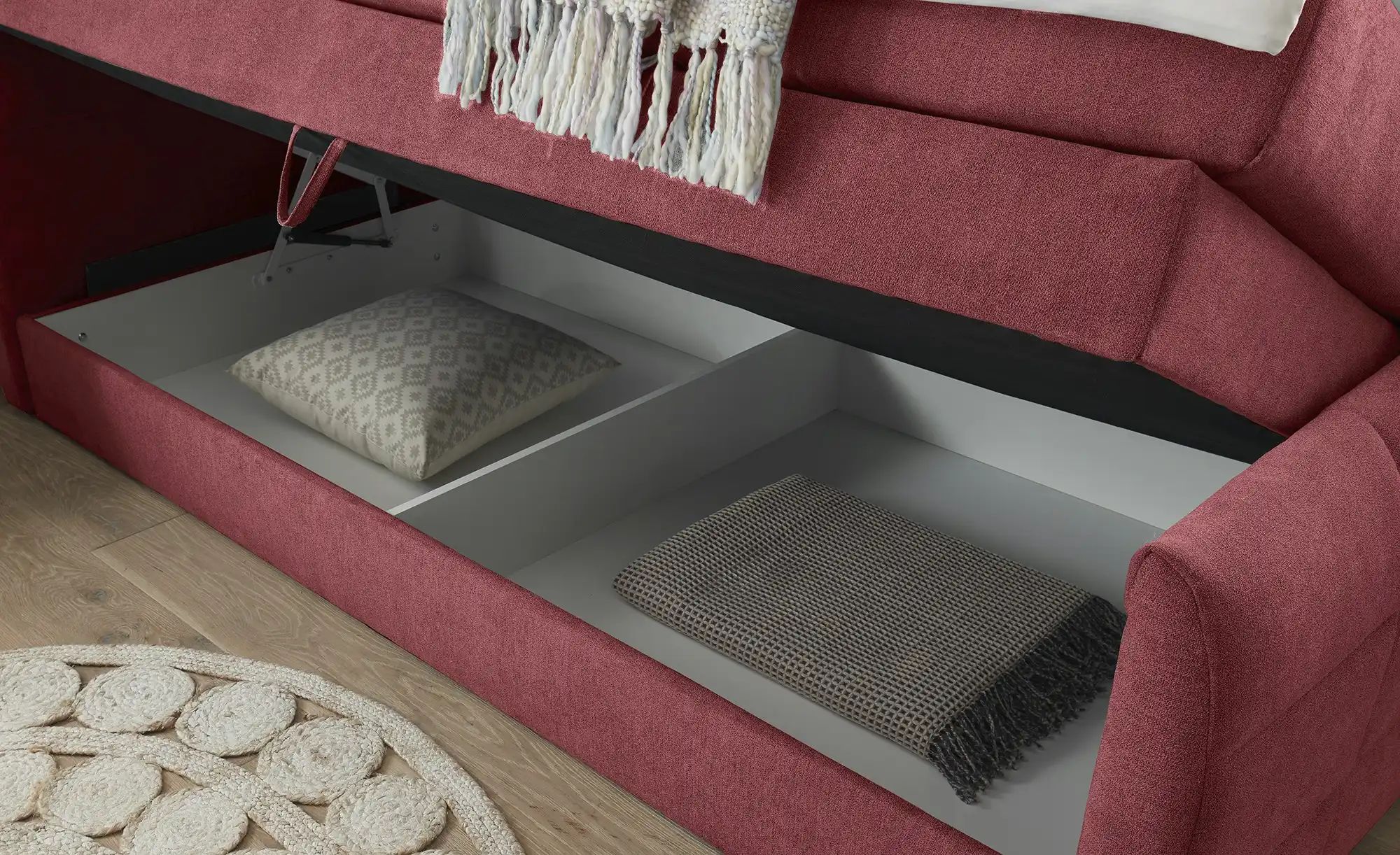 uno Boxspringbett mit Bettkasten Kosmo ¦ rot ¦ Maße (cm): B: 123 H: 113 Bet günstig online kaufen