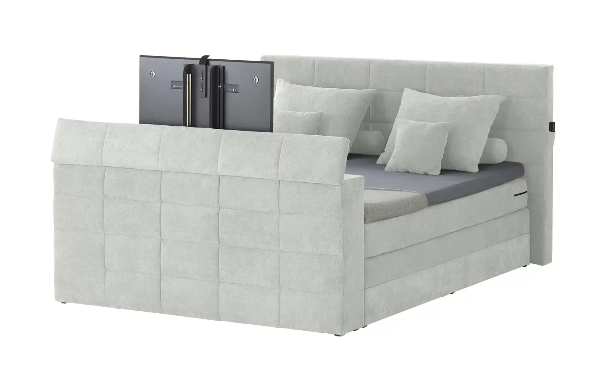 uno TV-Boxspringbett mit motorischer TV-Halterung Dillon ¦ grau ¦ Maße (cm) günstig online kaufen