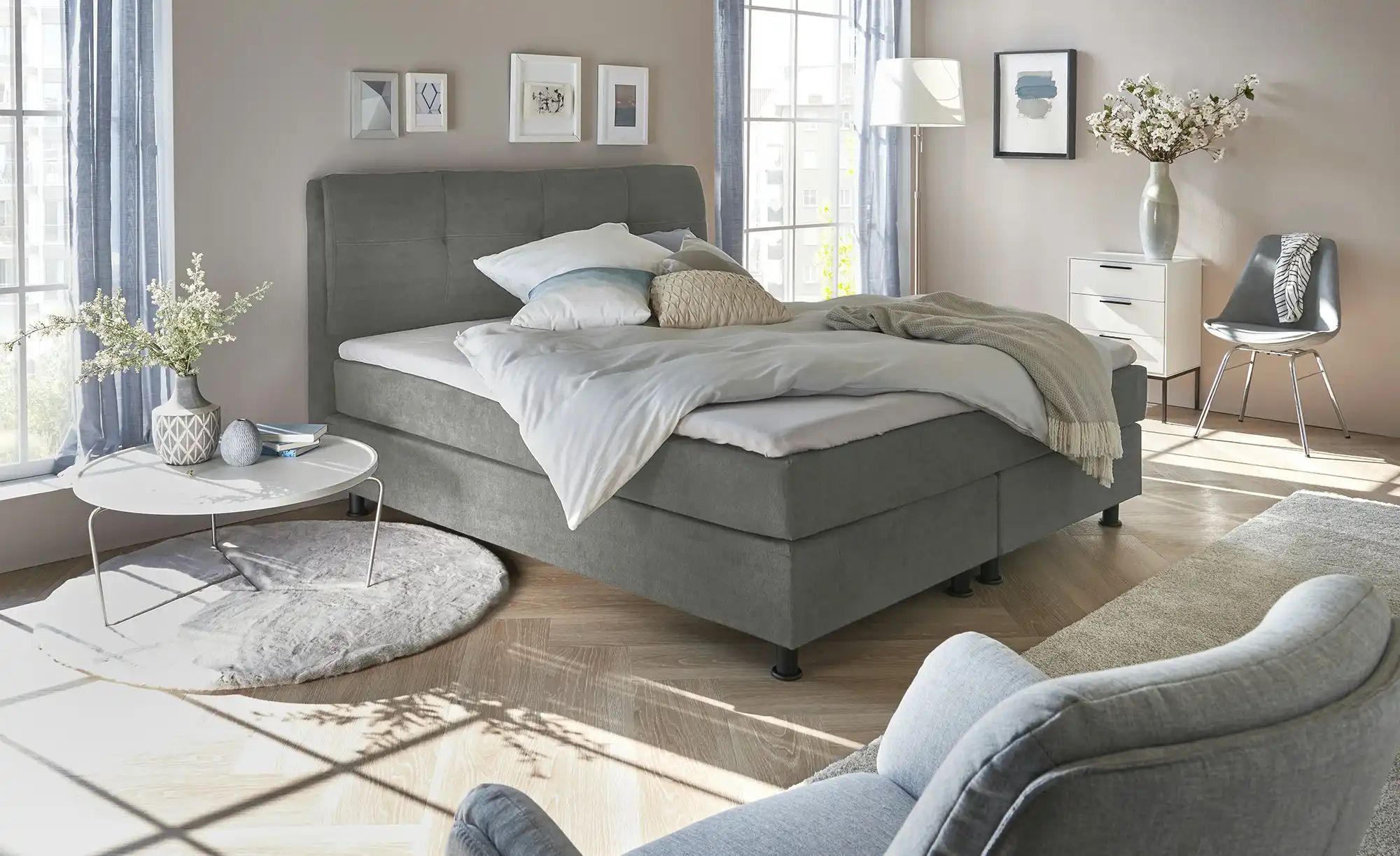 SKAGEN BEDS Boxspringbett  Vegg Towel ¦ grau ¦ Maße (cm): B: 165 H: 112,5 B günstig online kaufen
