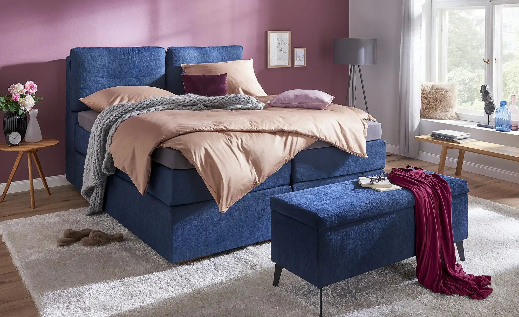 Wohnwert Boxspringbett mit Bettkasten Dormian Besta ¦ blau ¦ Maße (cm): B: günstig online kaufen