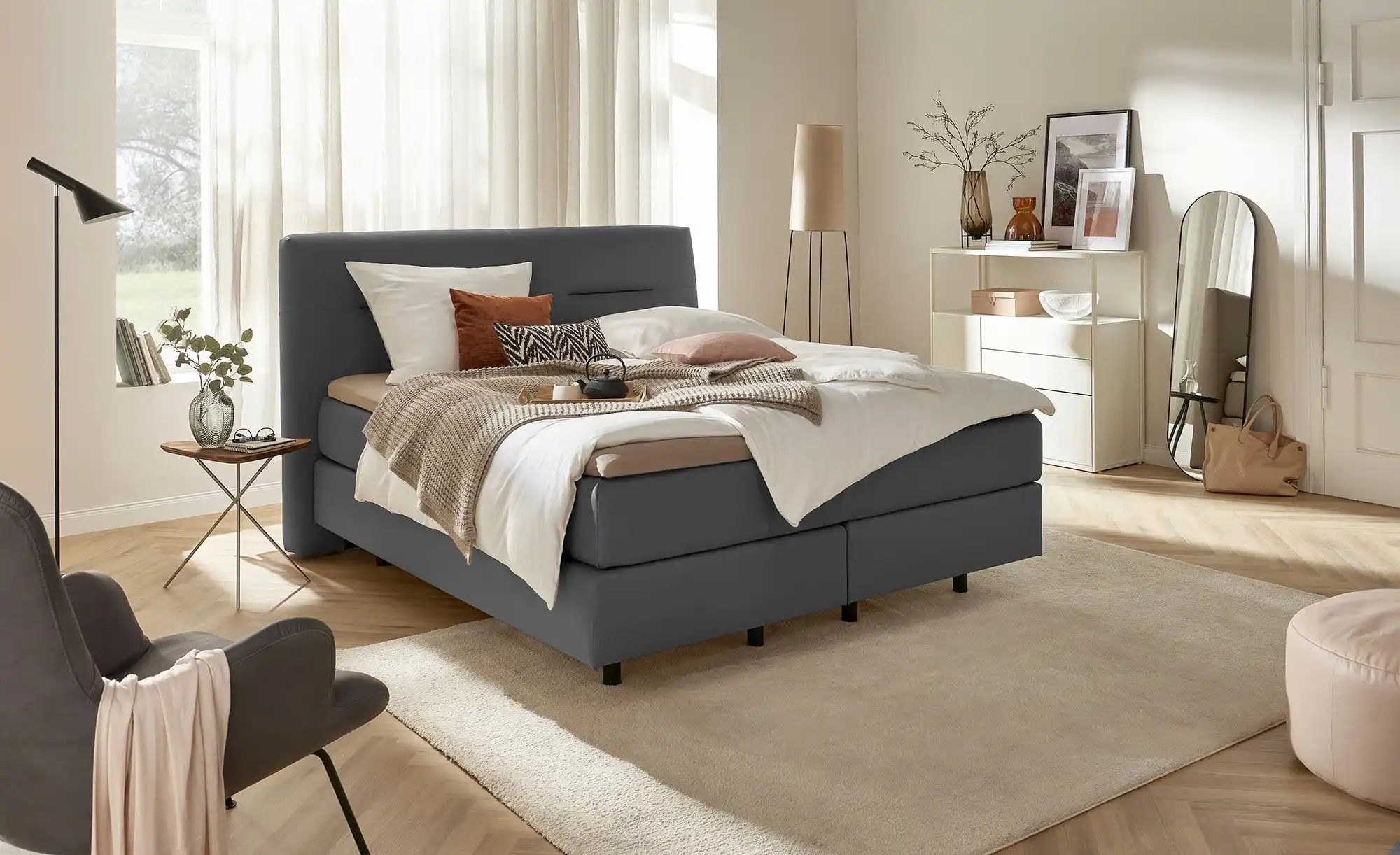 vanDoorn Boxspringbett  Earl ¦ grau ¦ Maße (cm): B: 196 H: 126 Betten > Kom günstig online kaufen