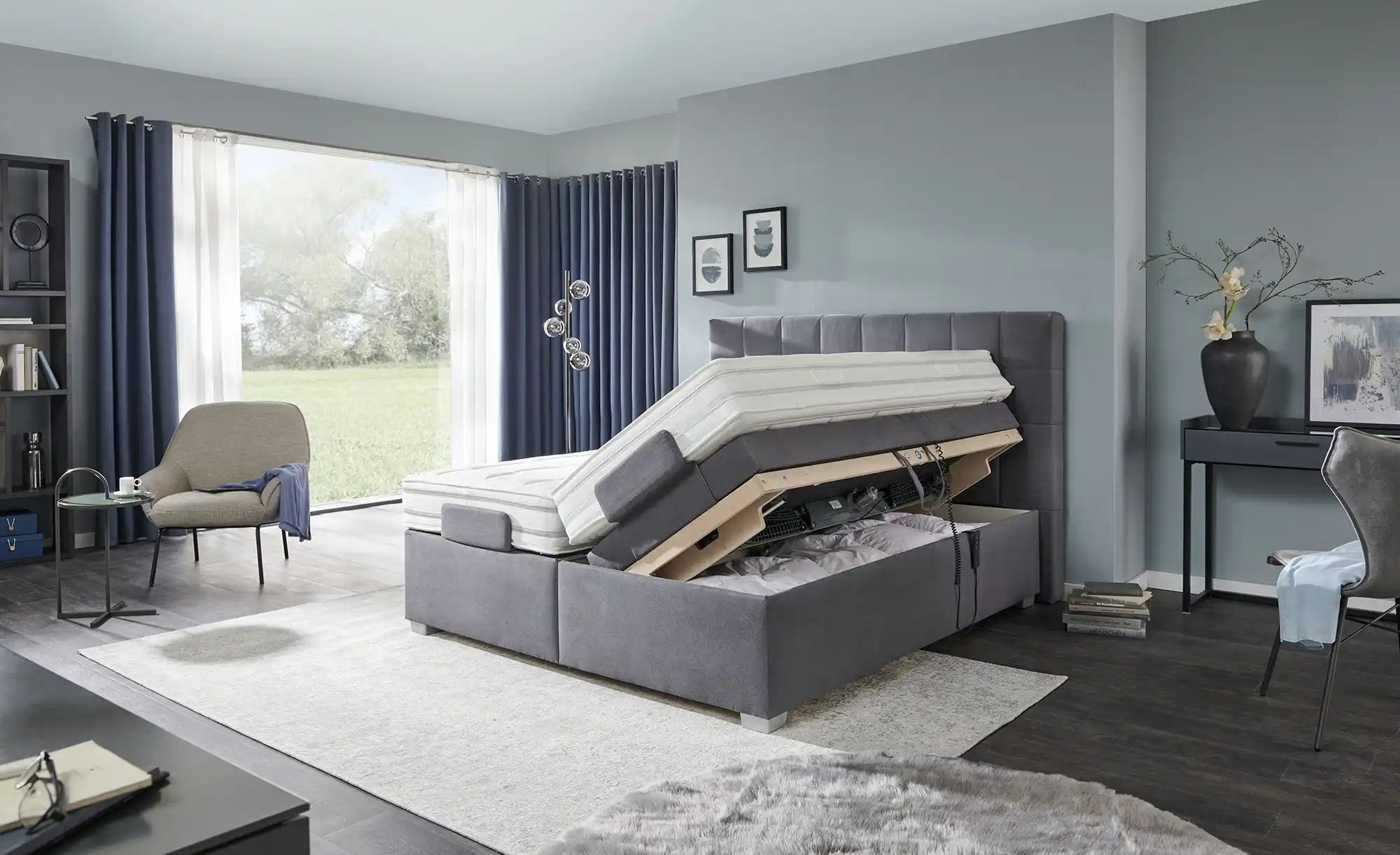 Thumbnail - vanDoorn Motor-Boxspringbett mit Bettkasten Ohio ¦ grau ¦ Maße (cm): B: 172 H: 129 Betten > Boxspringbetten > Boxspringb...