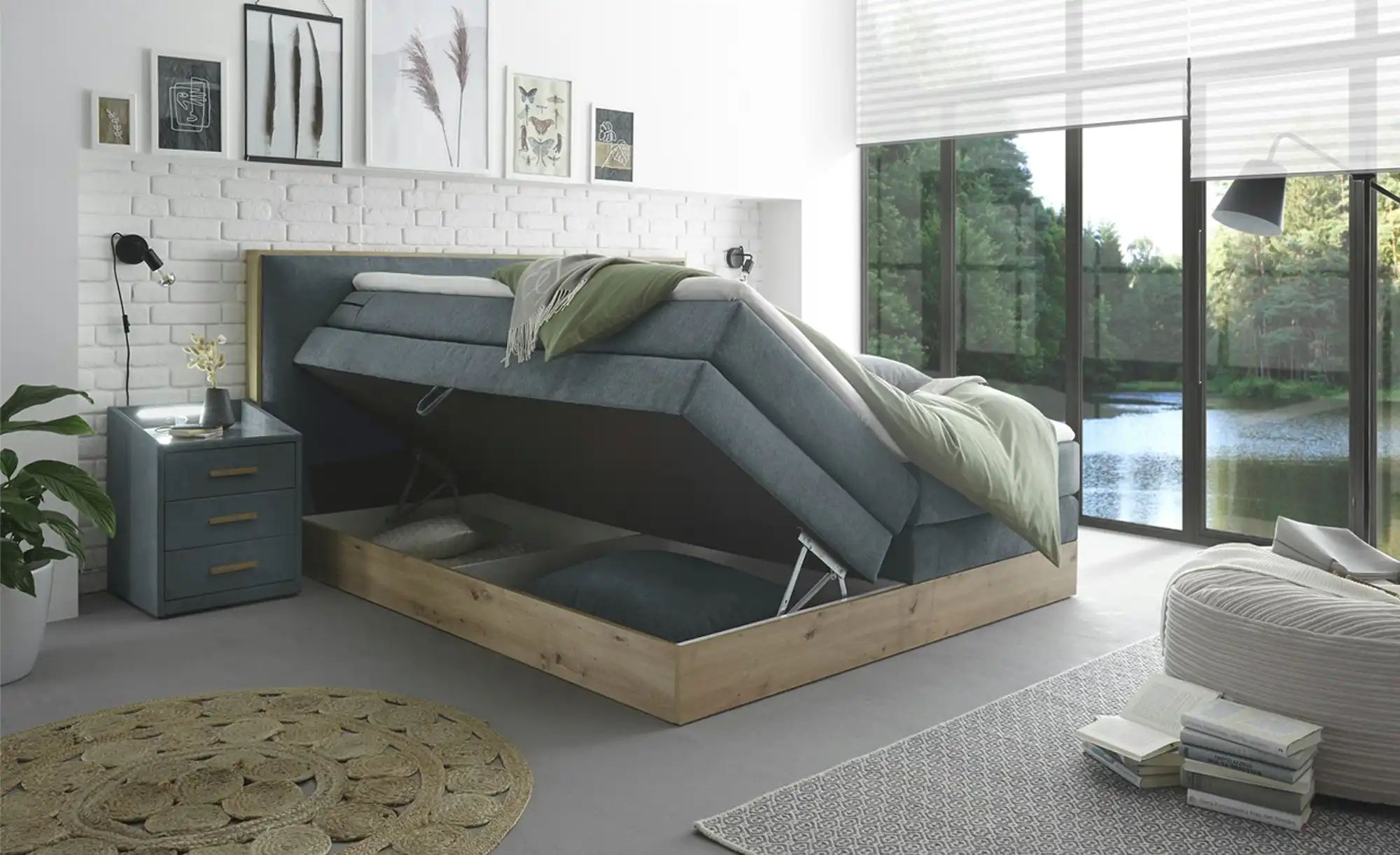 Thumbnail - uno Boxspringbett mit Bettkasten Nox ¦ grau ¦ Maße (cm): B: 205 H: 114 Betten > Boxspringbetten > Boxspringbetten 180x20...