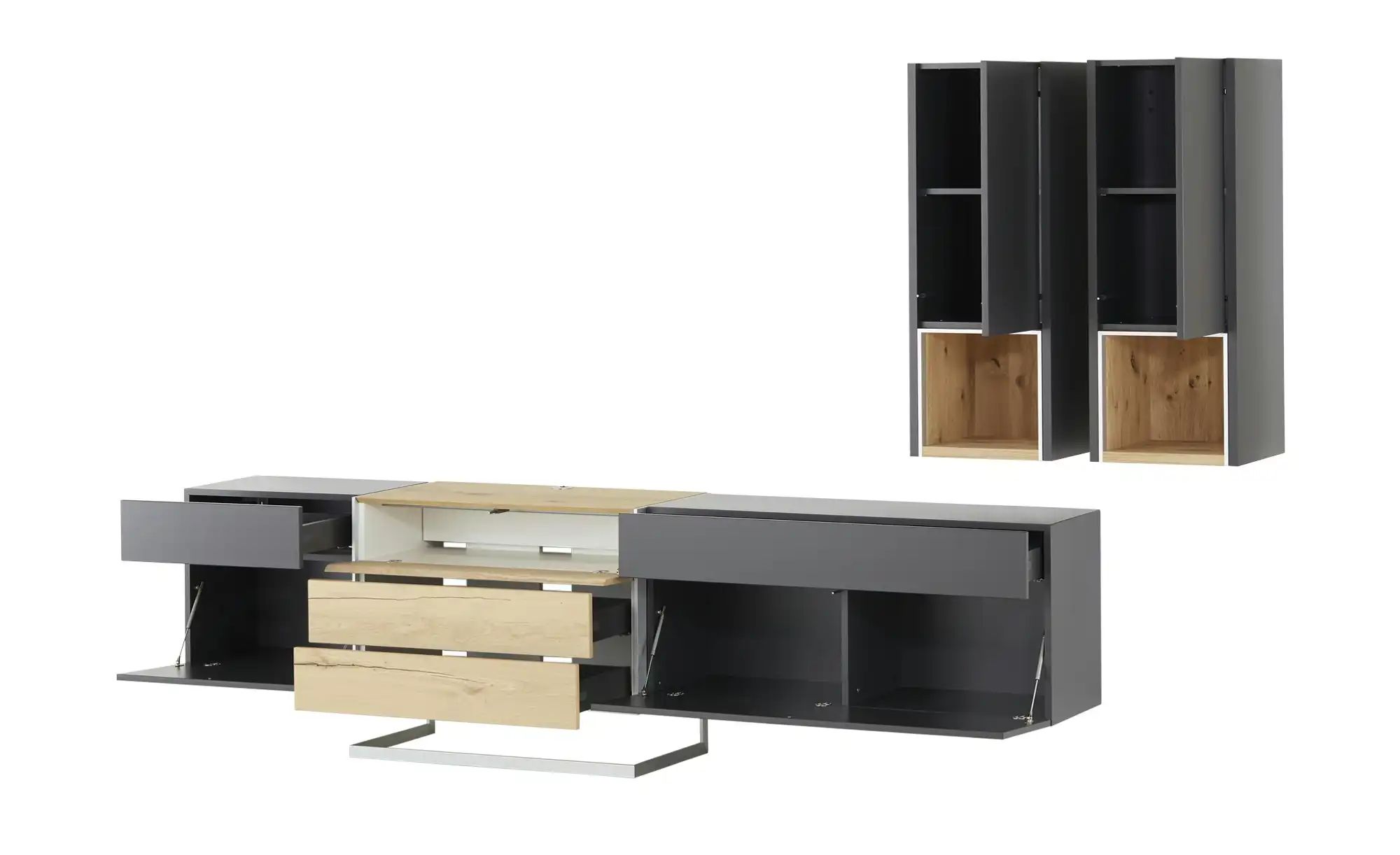 Thumbnail - Wohnwert Wohnwand  Media Design ¦ schwarz ¦ Maße (cm): B: 273 H: 198 T: 48.0 Kommoden & Sideboards > Wohnwände - Höffner