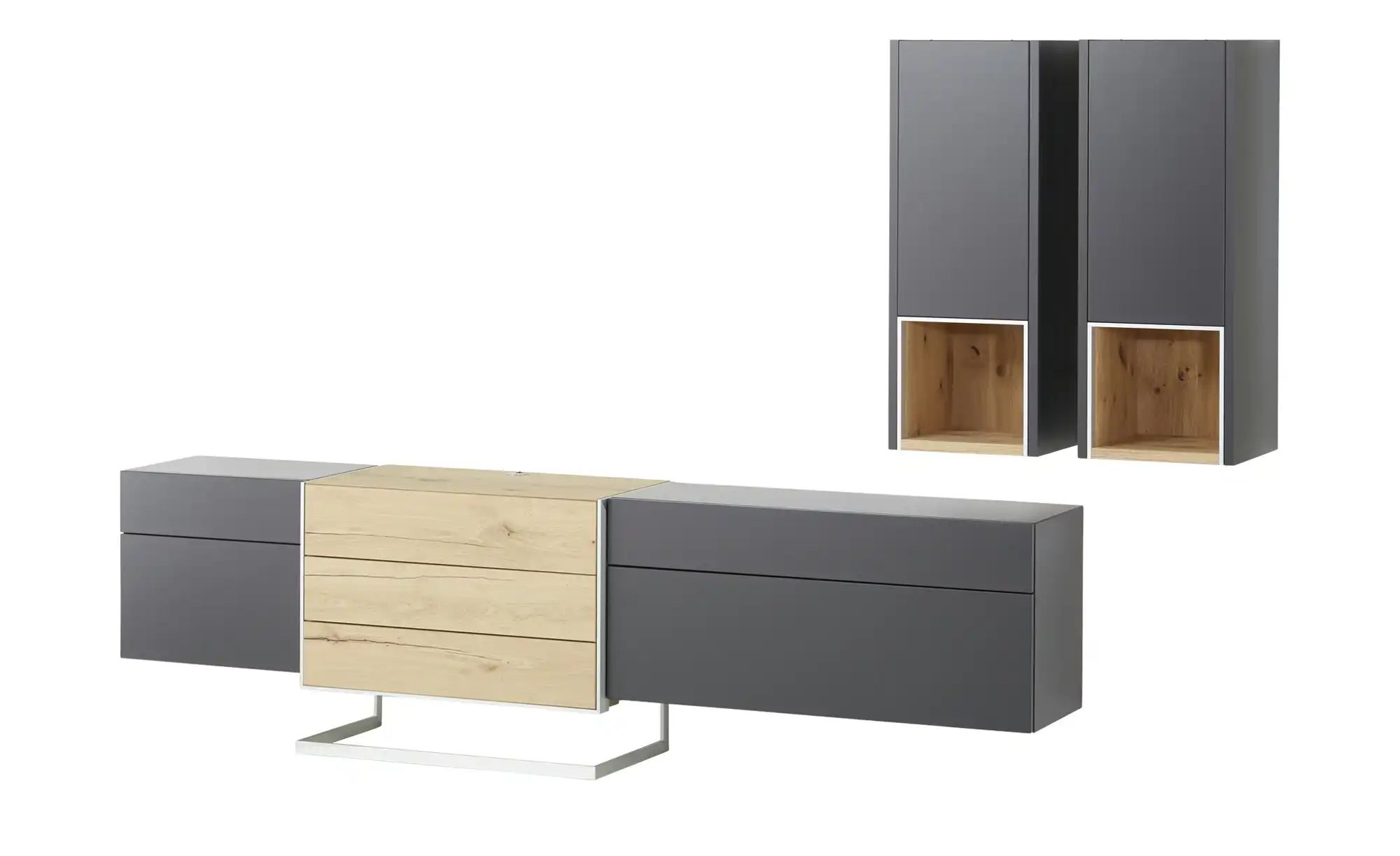 Wohnwert Wohnwand  Media Design ¦ schwarz ¦ Maße (cm): B: 273 H: 198 T: 48. günstig online kaufen