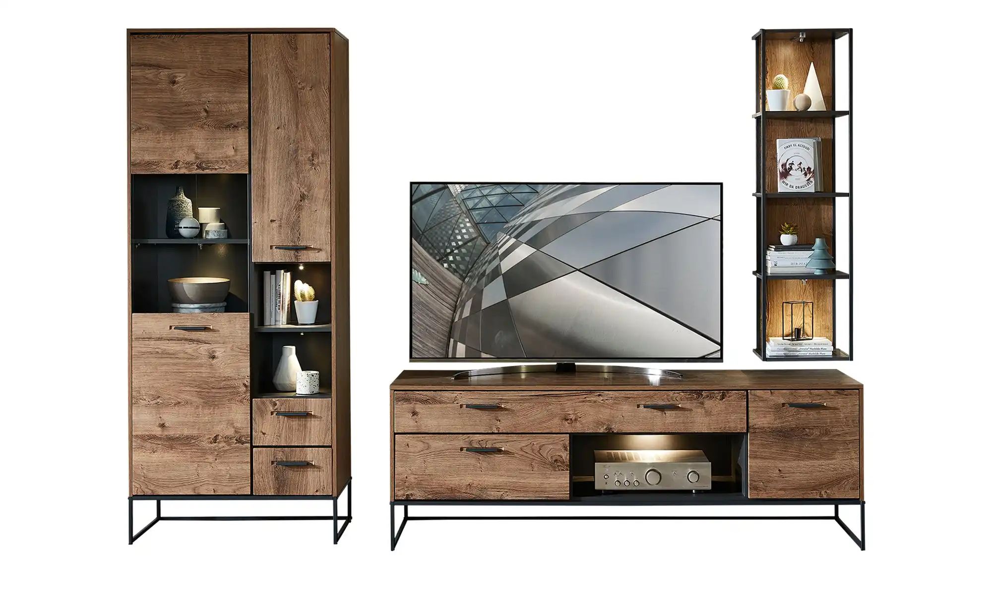 uno Wohnkombination  New York ¦ holzfarben ¦ Maße (cm): B: 309 H: 196 T: 48 günstig online kaufen