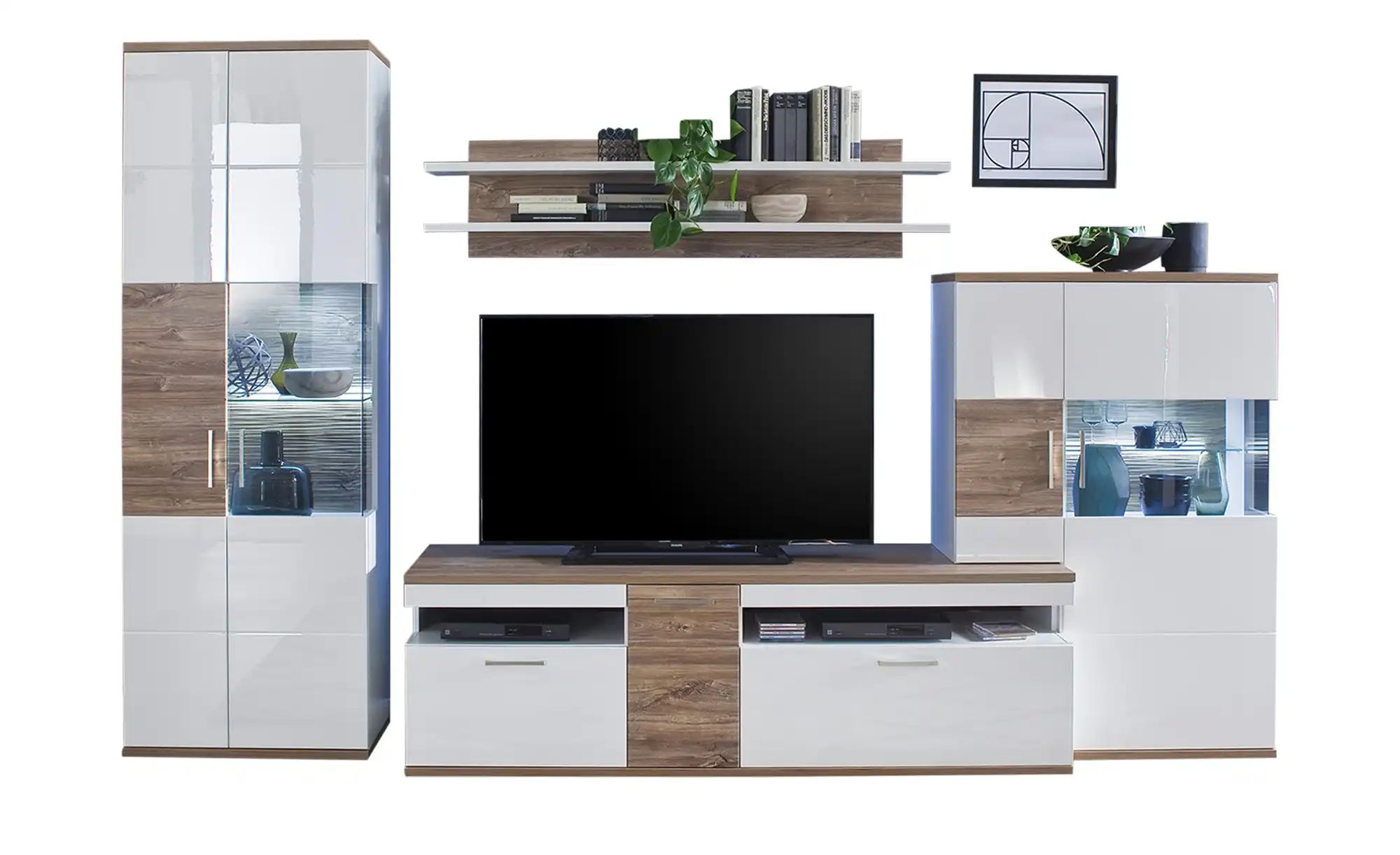 uno Wohnkombination  Zypern  weiß  Maße (cm): B: 320 H: 199 T: 50.0 | 04027207117283