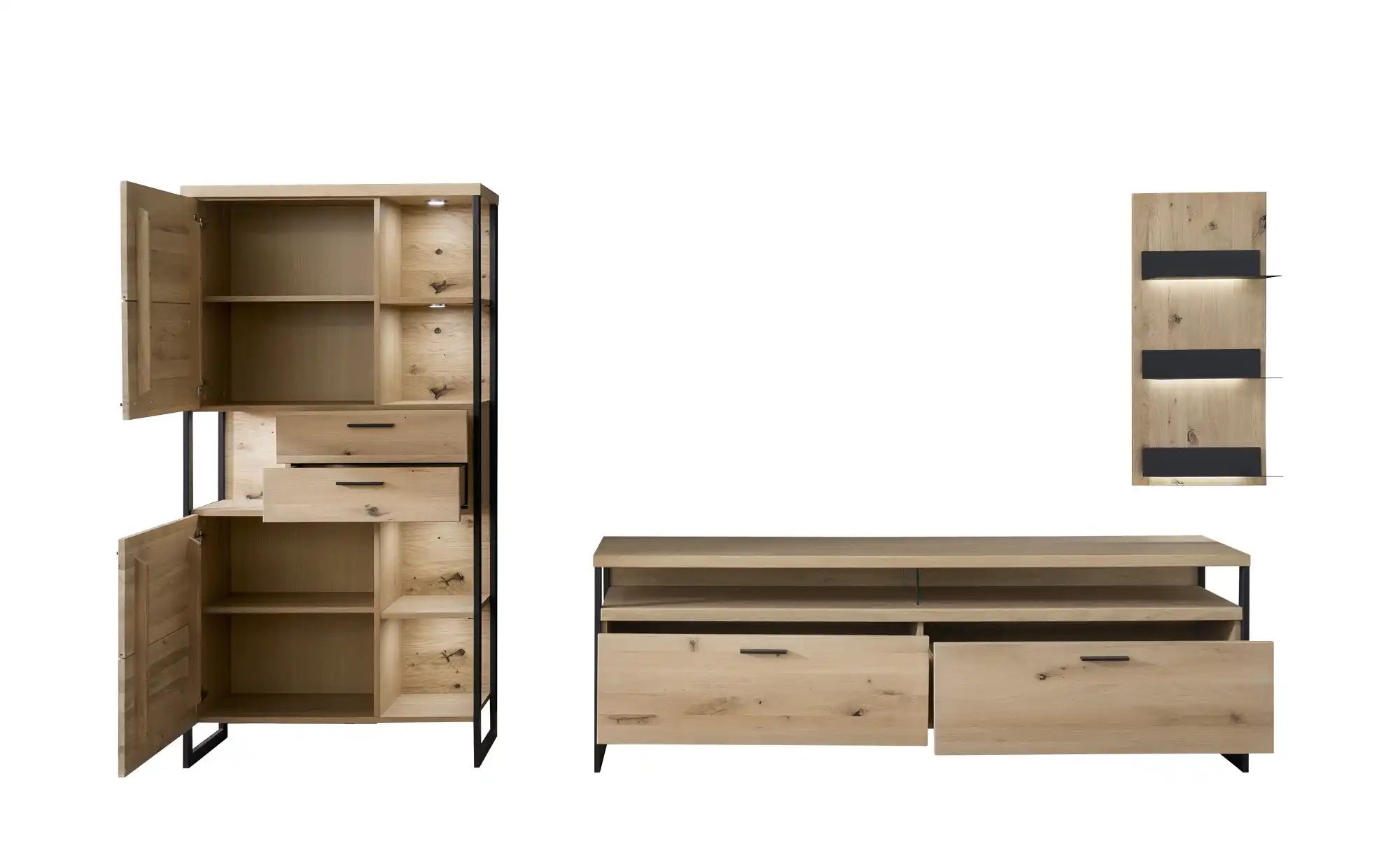 Woodford Wohnwand  Sero ¦ holzfarben ¦ Maße (cm): B: 329 H: 186 T: 46.0 Kom günstig online kaufen